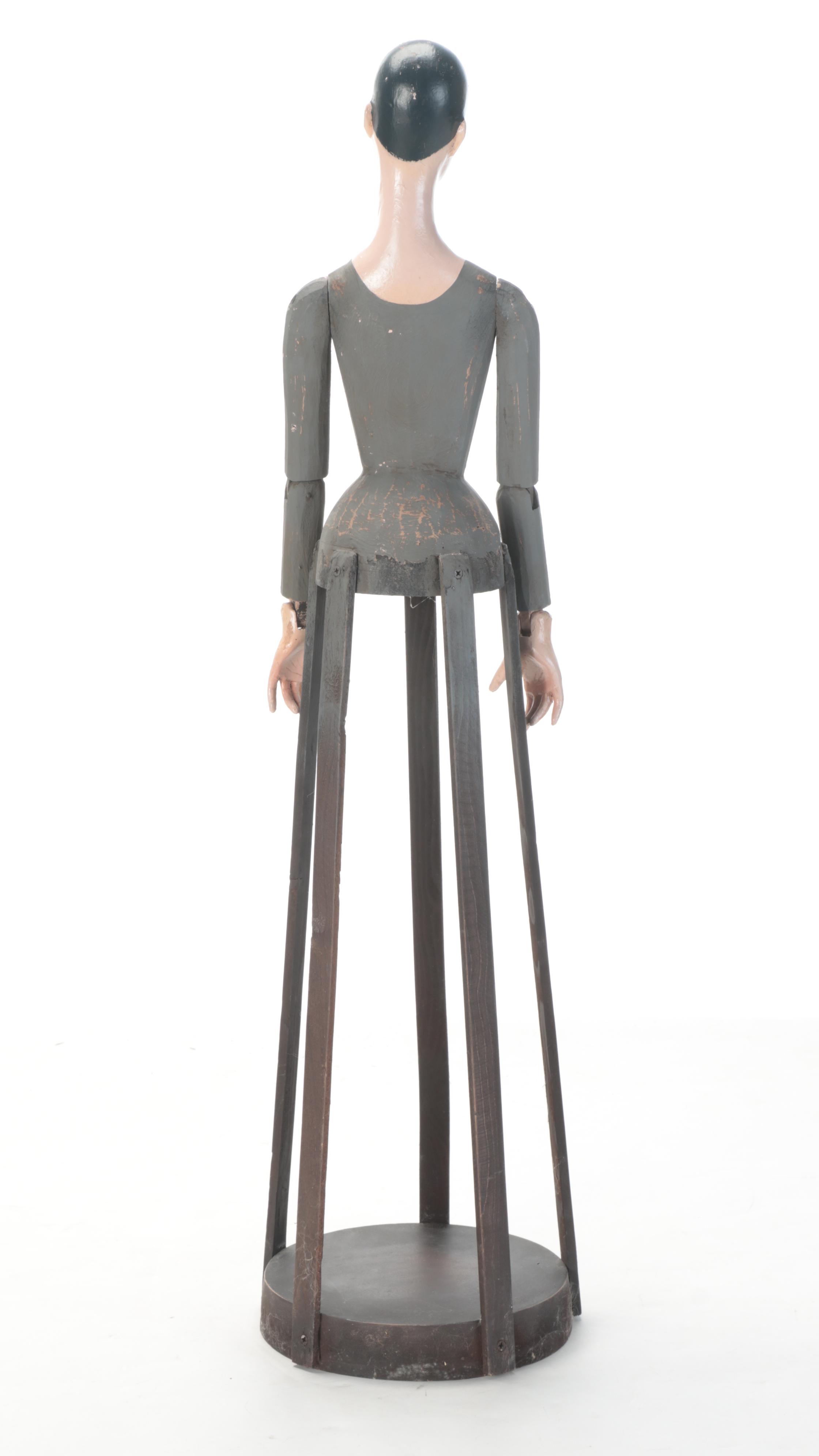 Polychrome Wood Articulated Santos Style Cage Doll