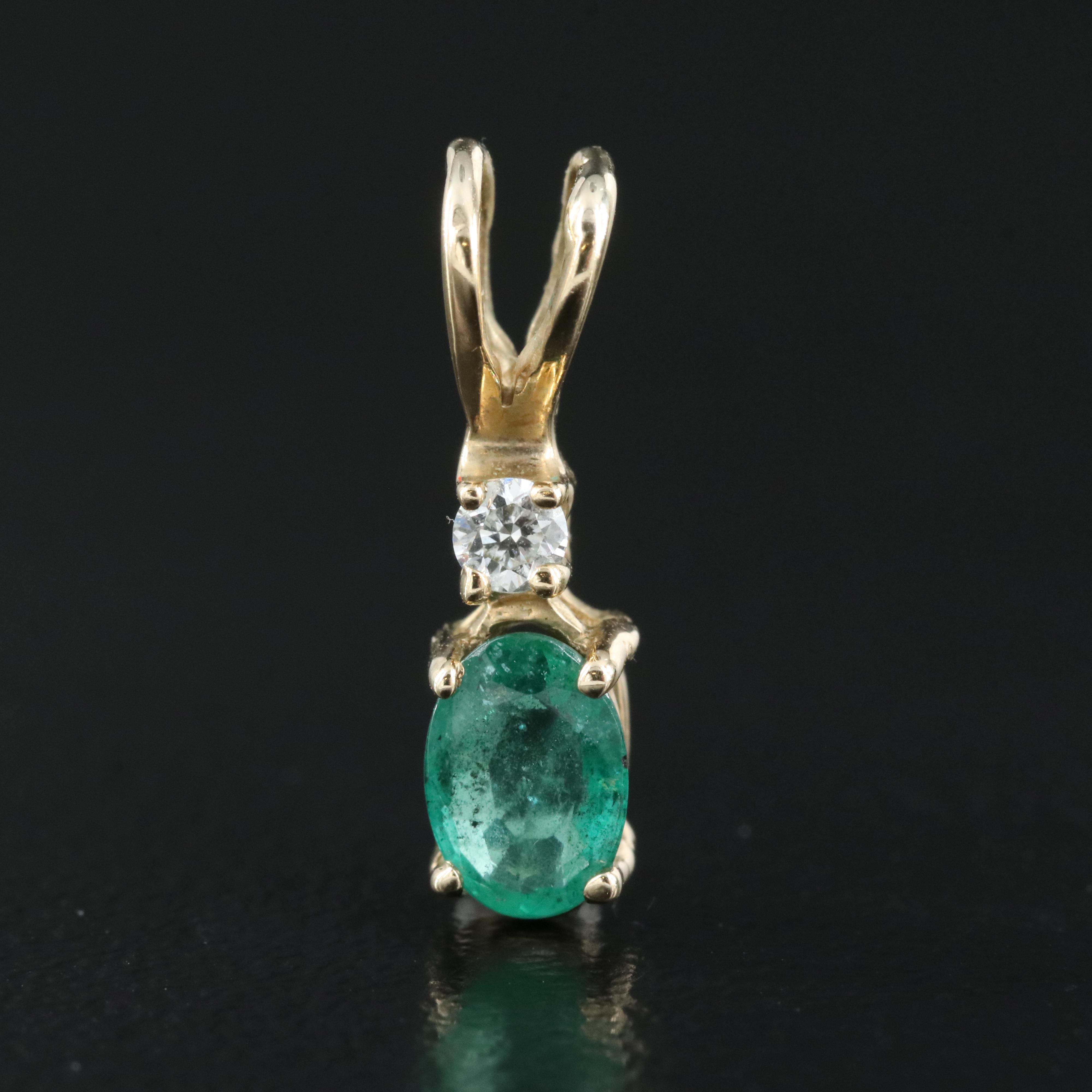 10K Emerald and Diamond Pendant
