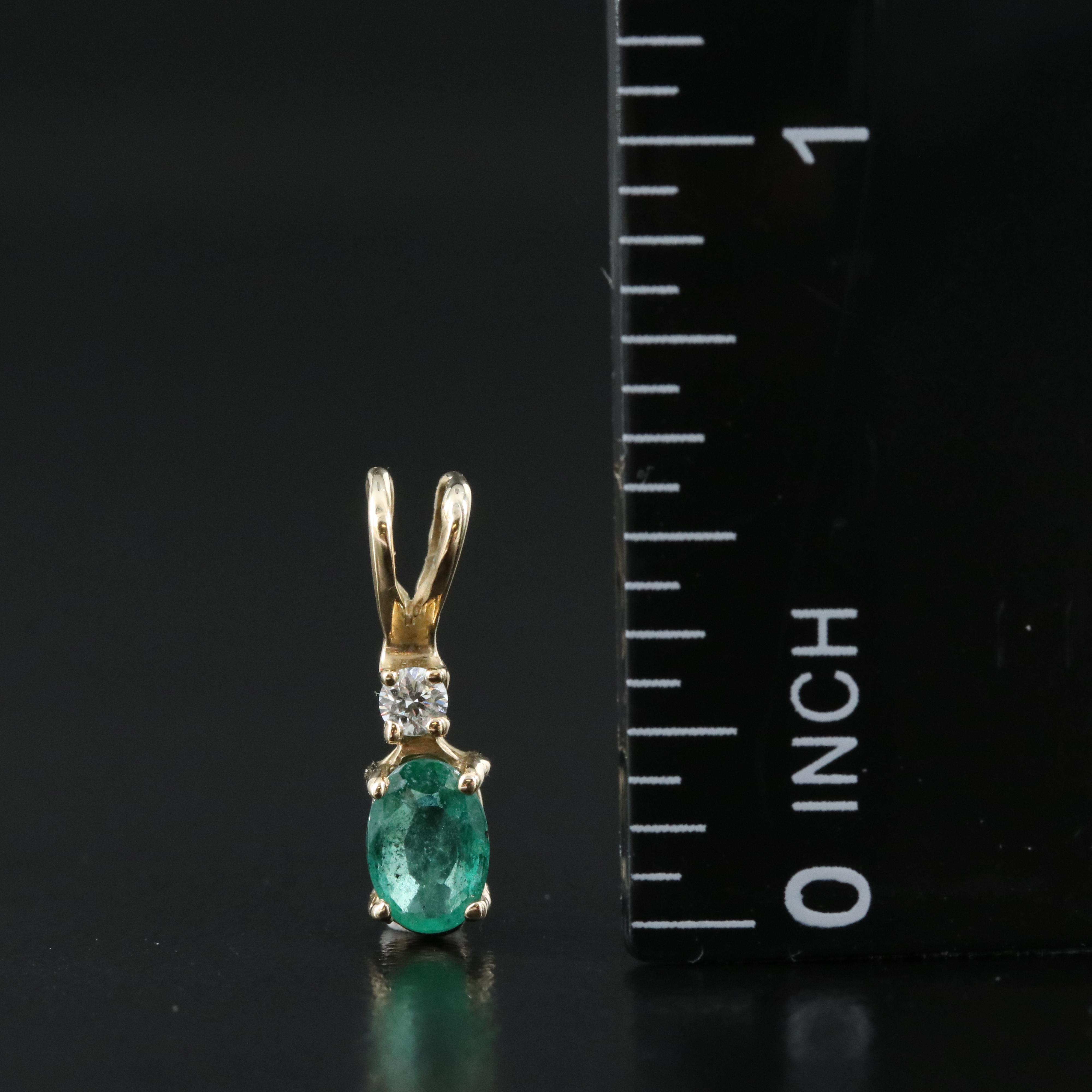 10K Emerald and Diamond Pendant
