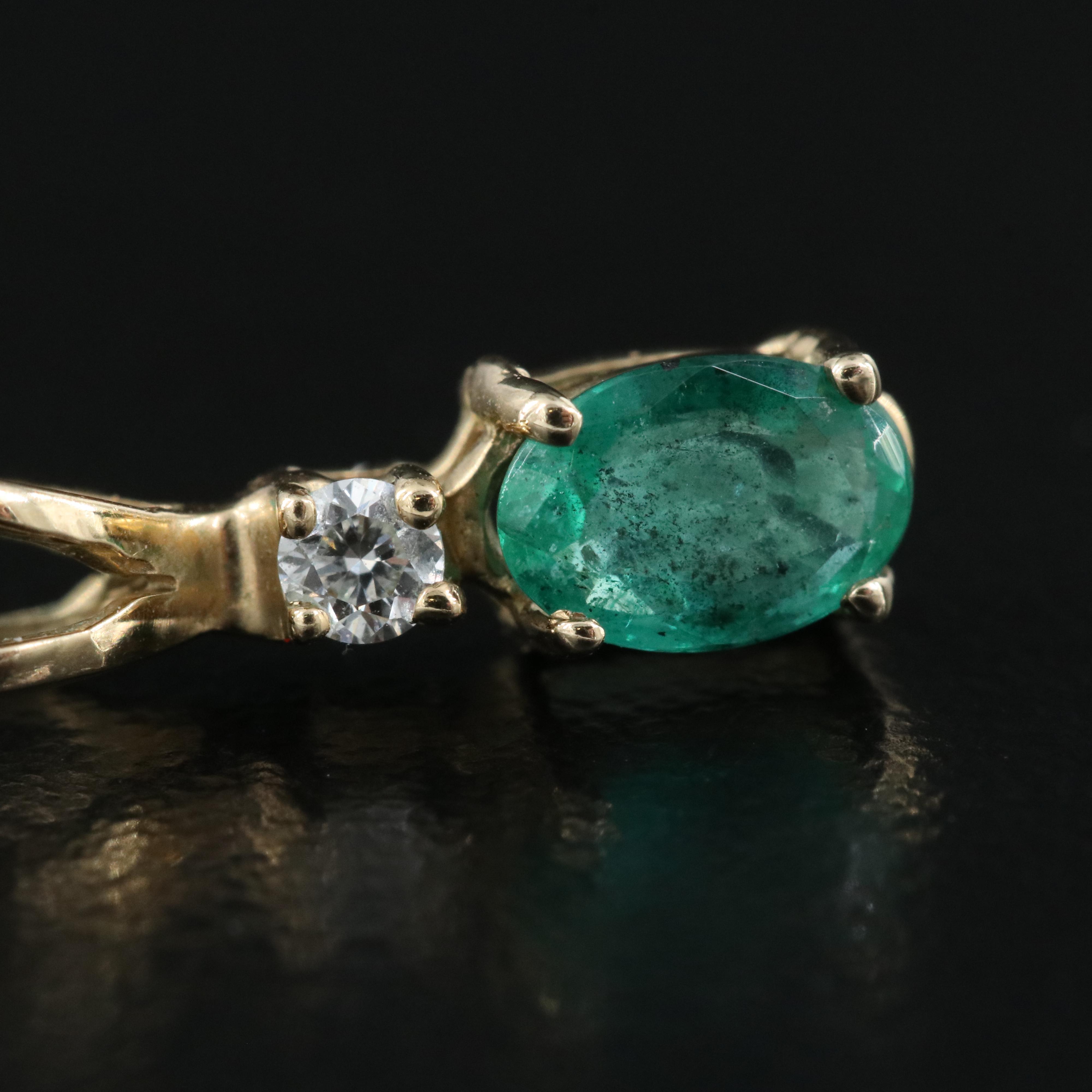 10K Emerald and Diamond Pendant