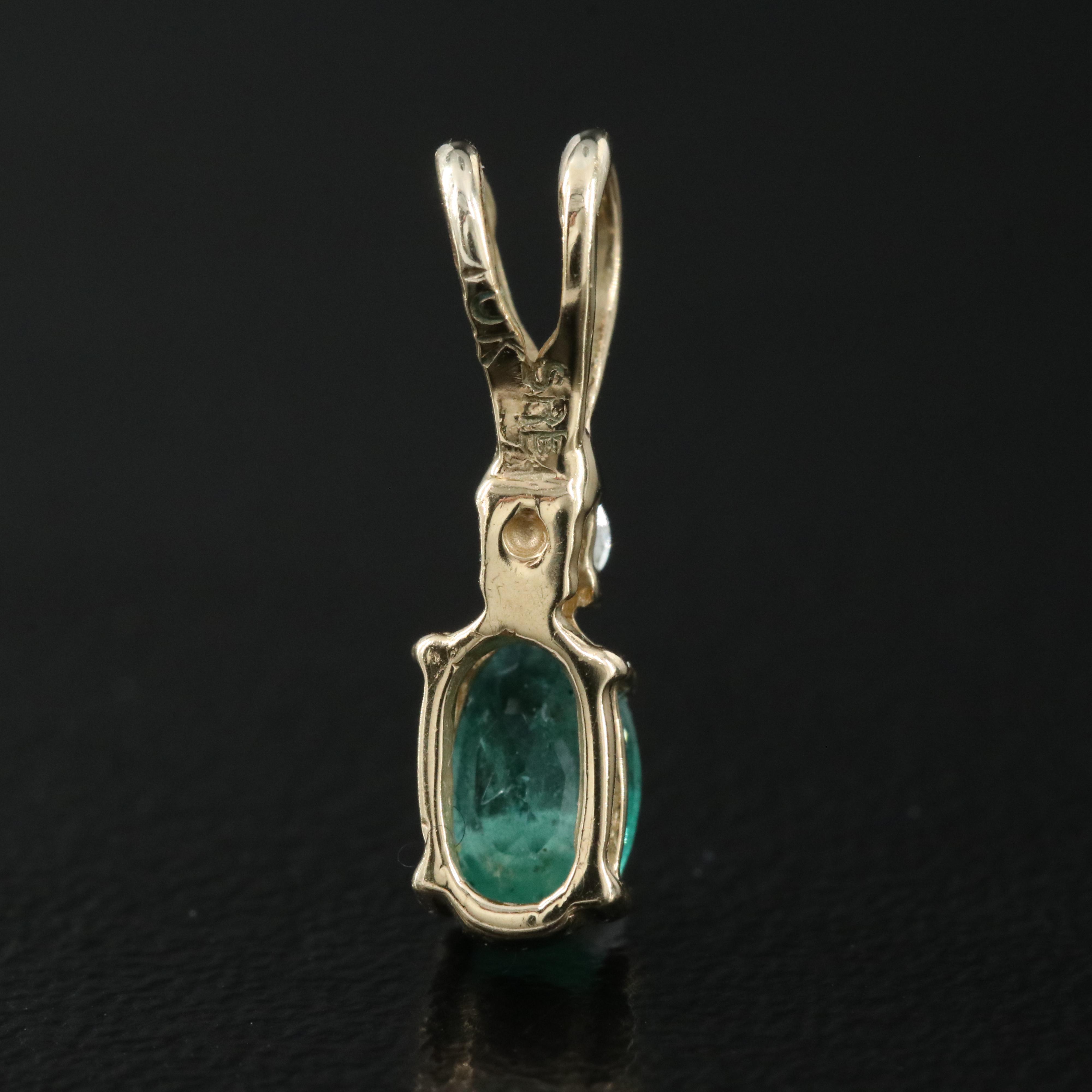 10K Emerald and Diamond Pendant