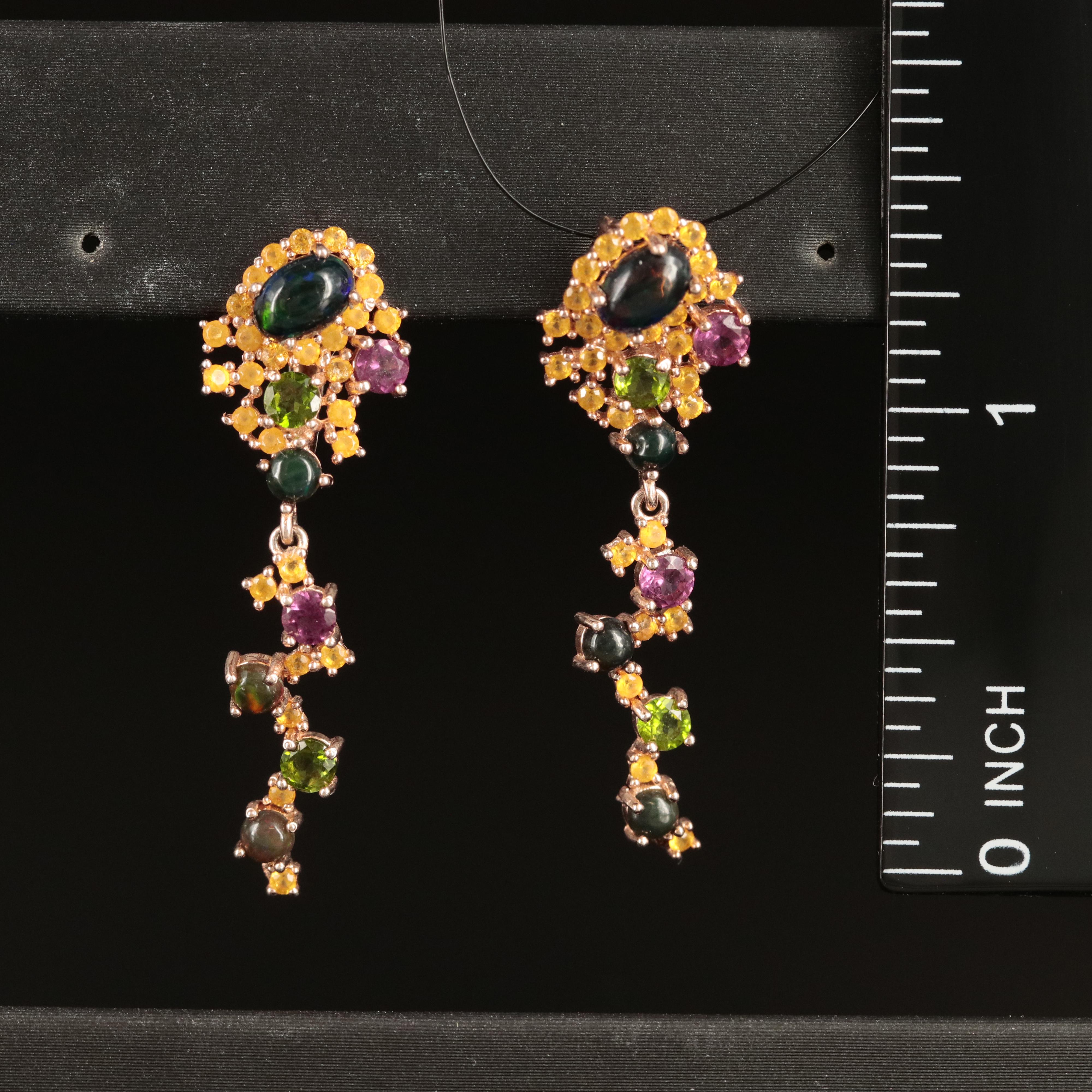 Sterling Single Earring and Pendant Including Fire Opal and Rhodolite Garnet