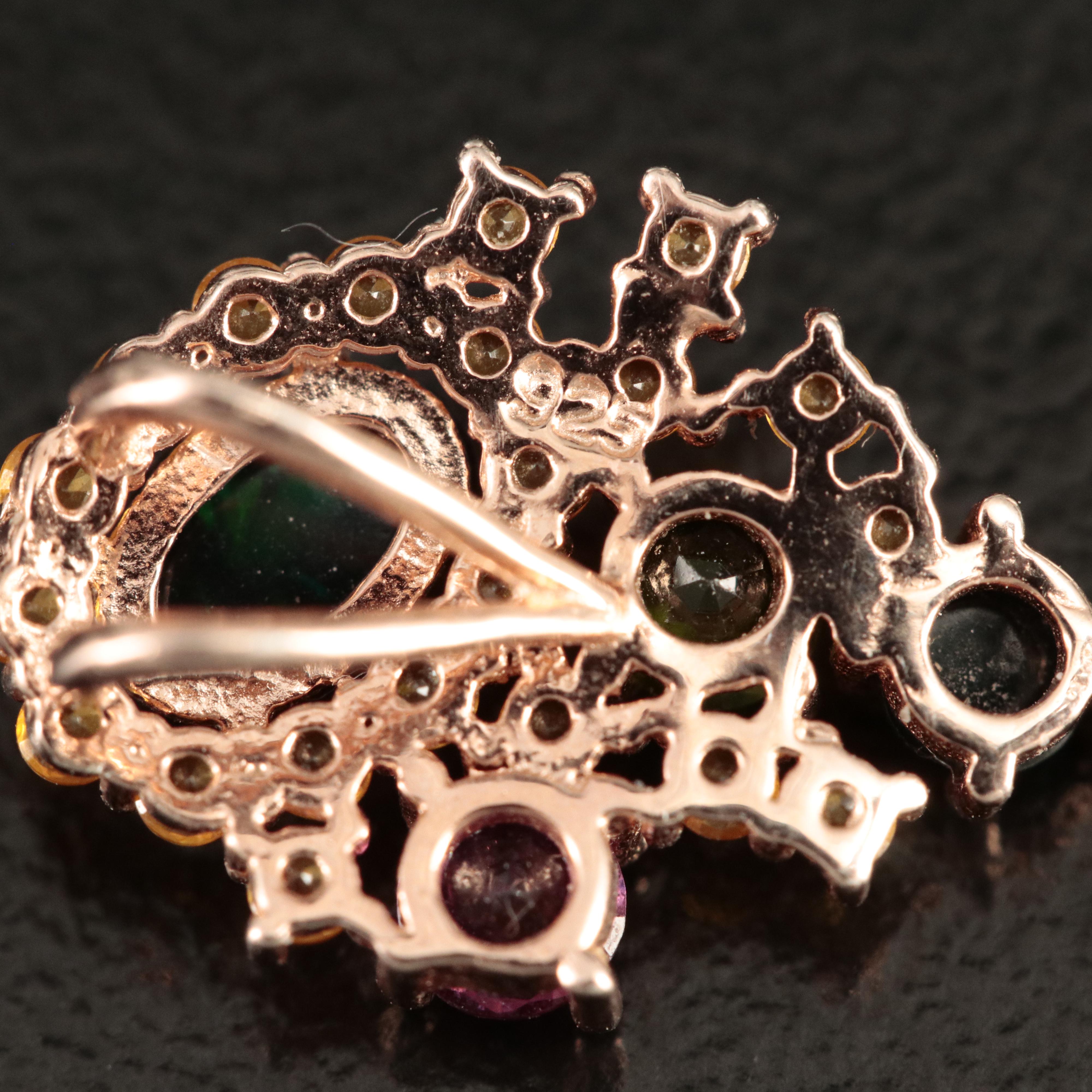 Sterling Single Earring and Pendant Including Fire Opal and Rhodolite Garnet