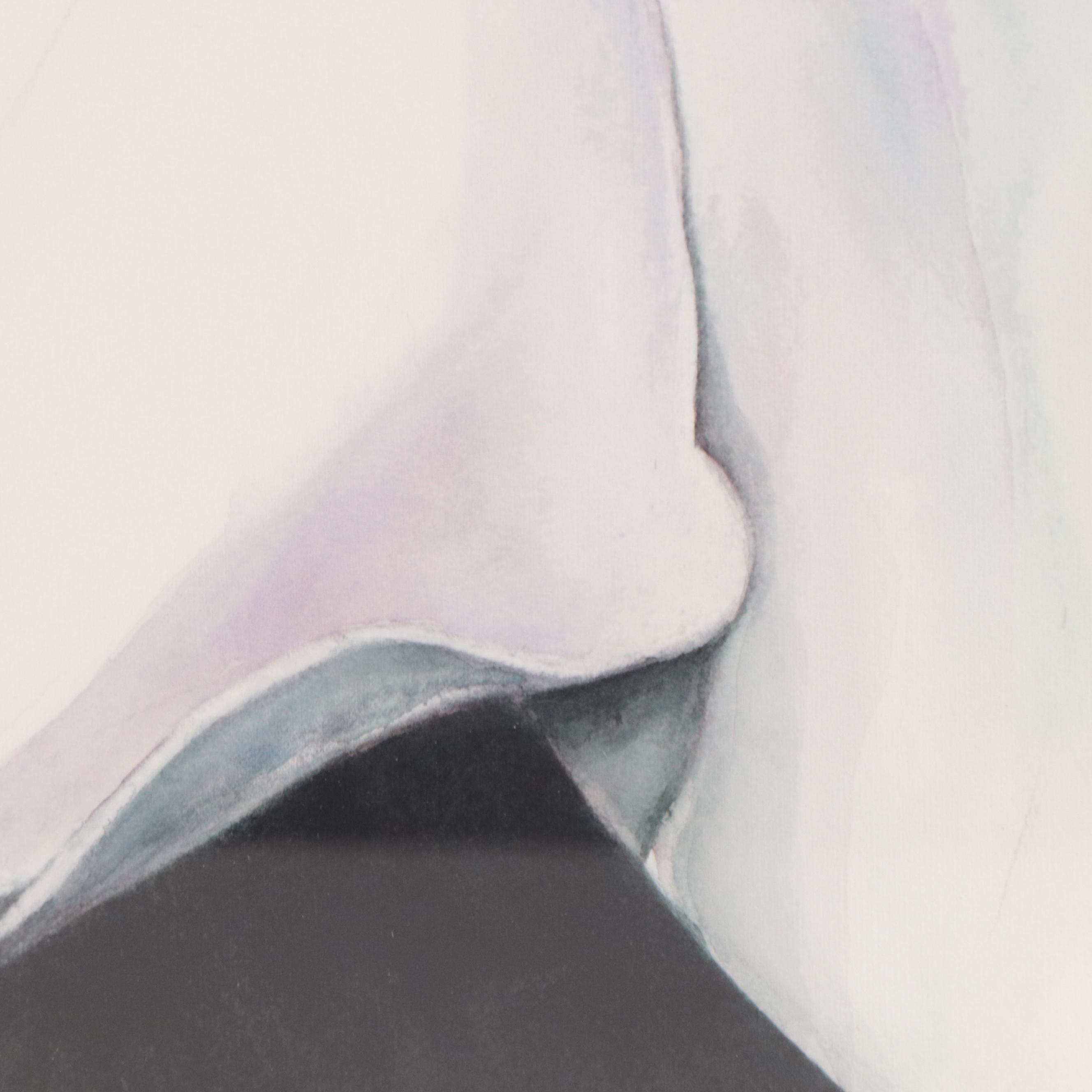 Beverly Morfeld Watercolor Painting of White Flower, Late 20th Century