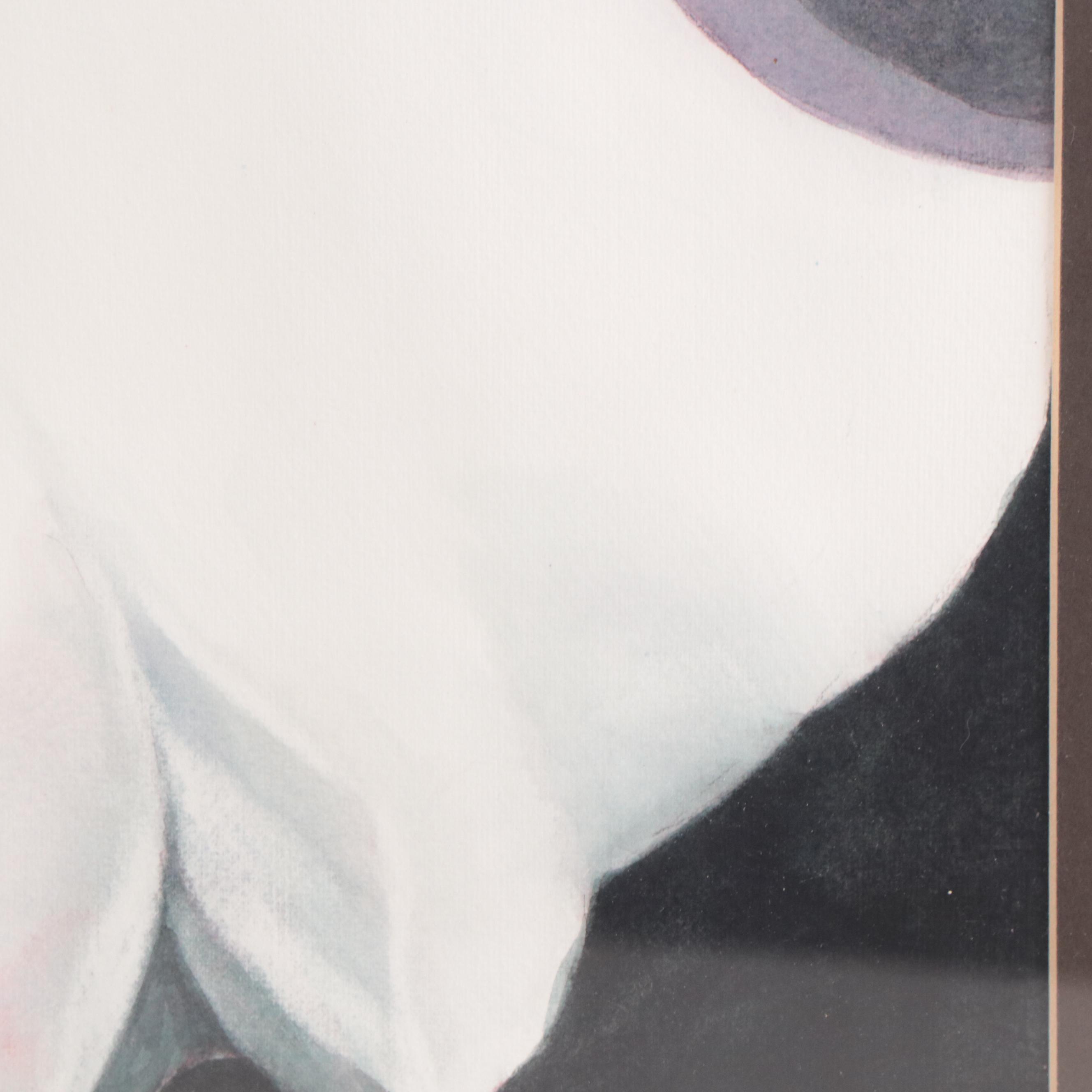 Beverly Morfeld Watercolor Painting of White Flower, Late 20th Century