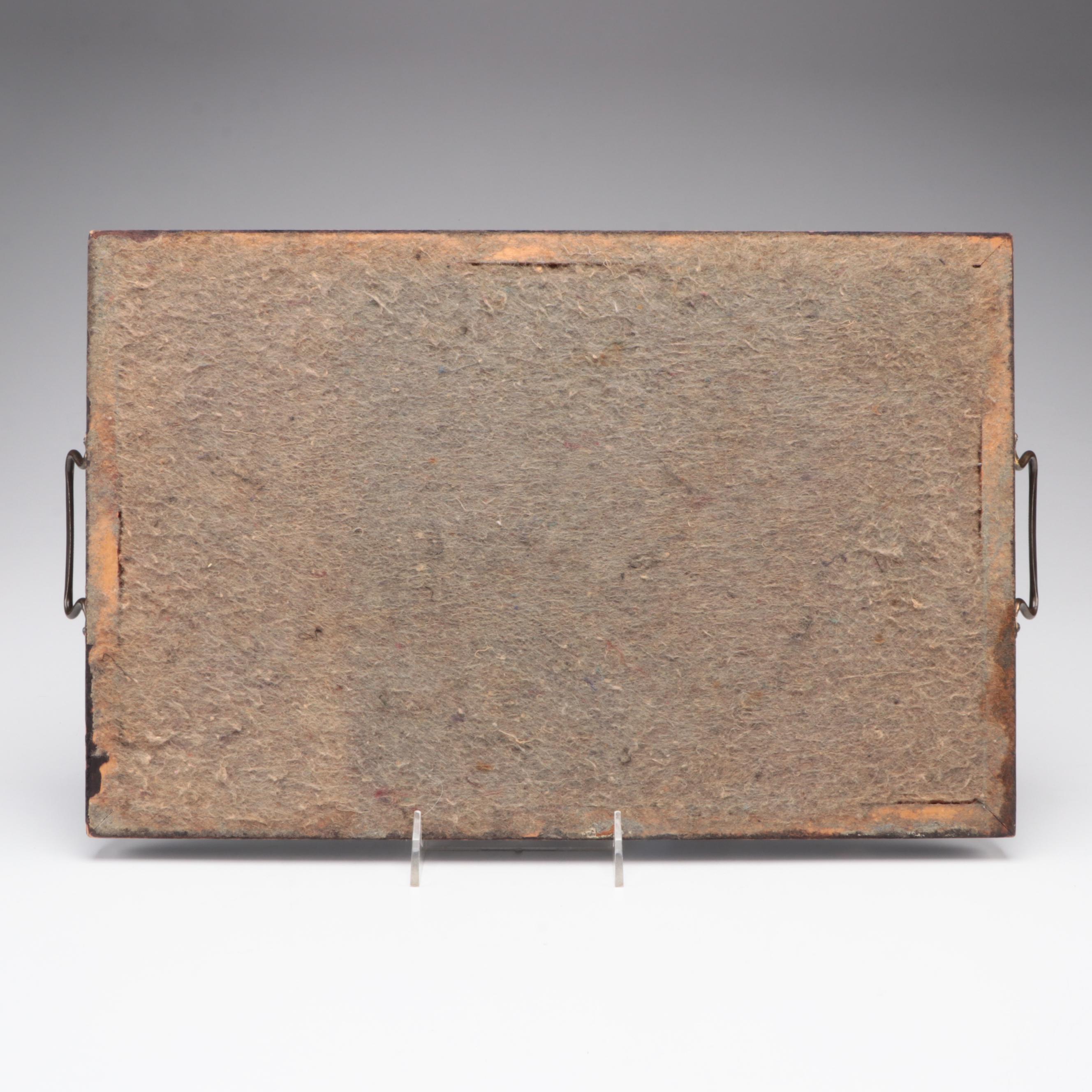 Neoclassical Style Glass Top Wood Tray with Candle Snuffer and Other Brass Décor