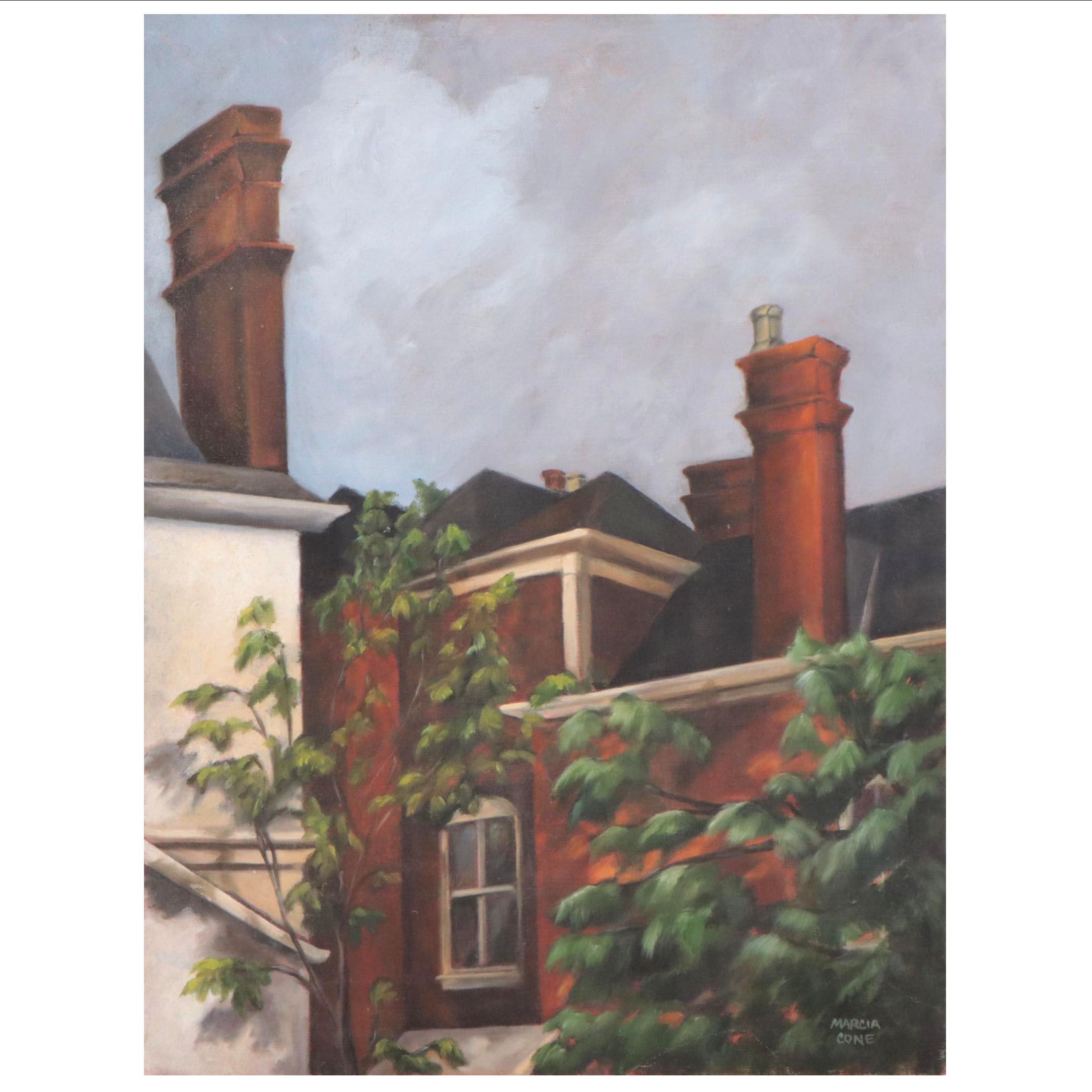 Marcia Cone Oil Painting of Rooftops