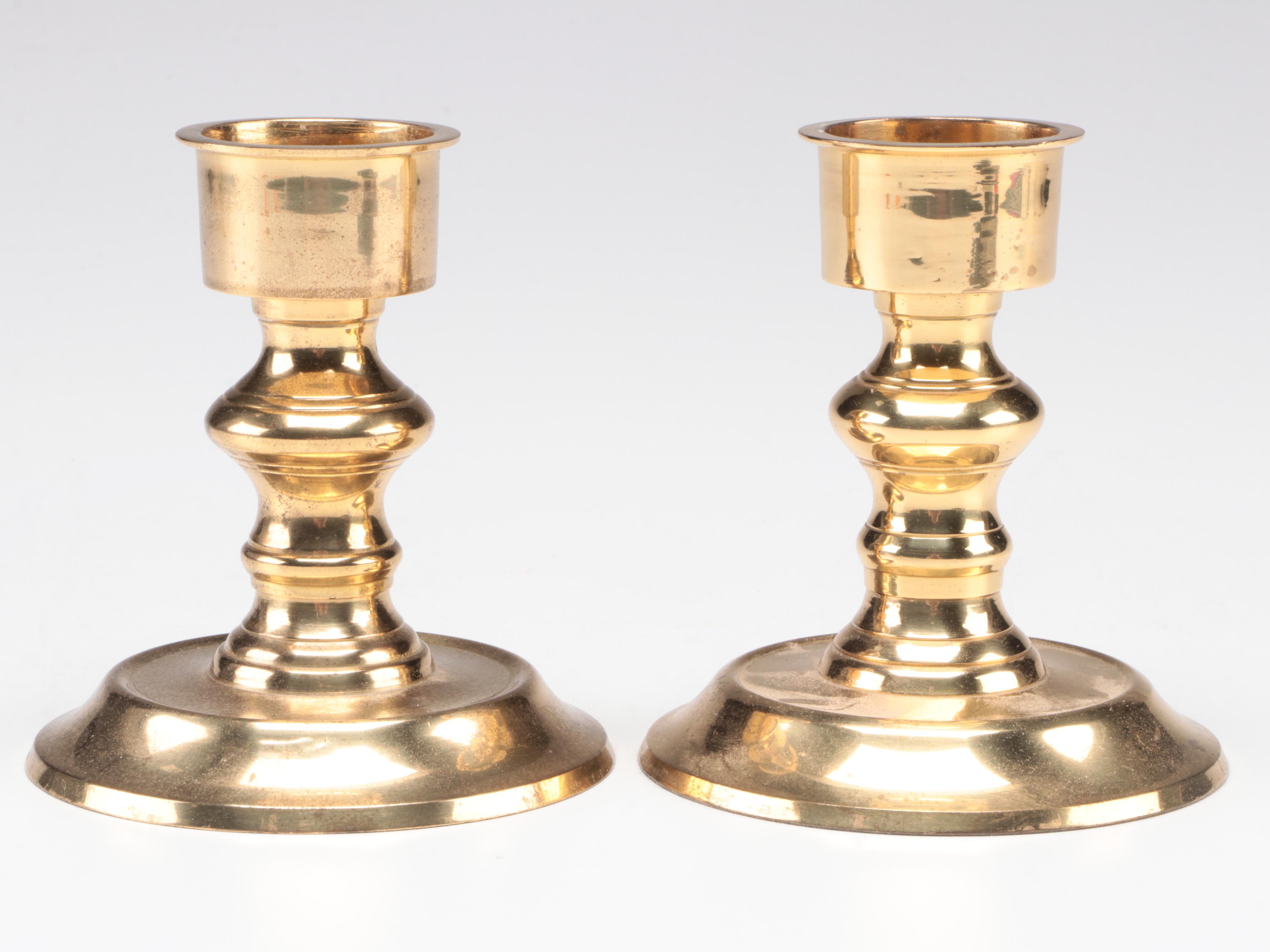 Neoclassical Style Glass Top Wood Tray with Candle Snuffer and Other Brass Décor