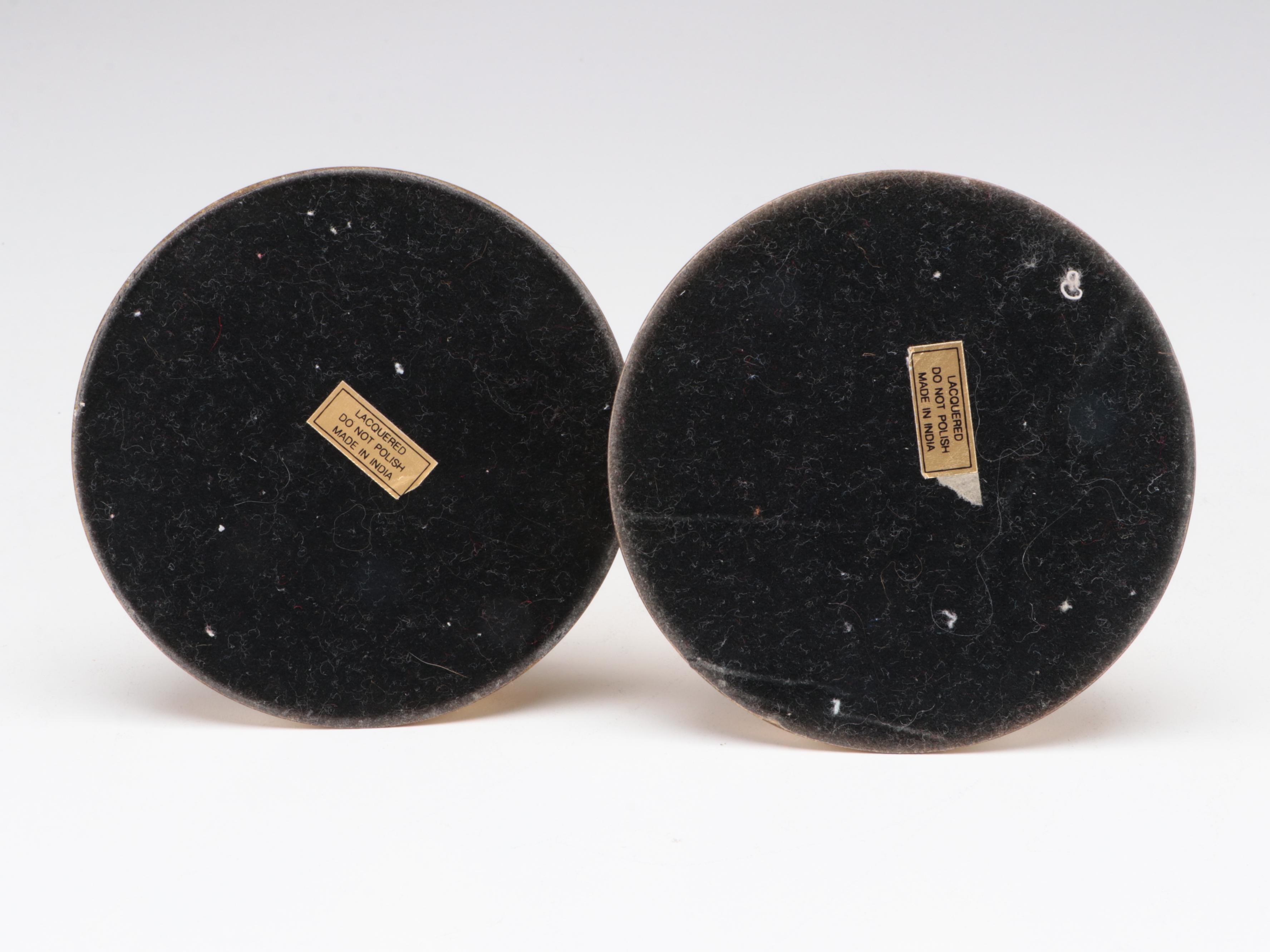 Neoclassical Style Glass Top Wood Tray with Candle Snuffer and Other Brass Décor