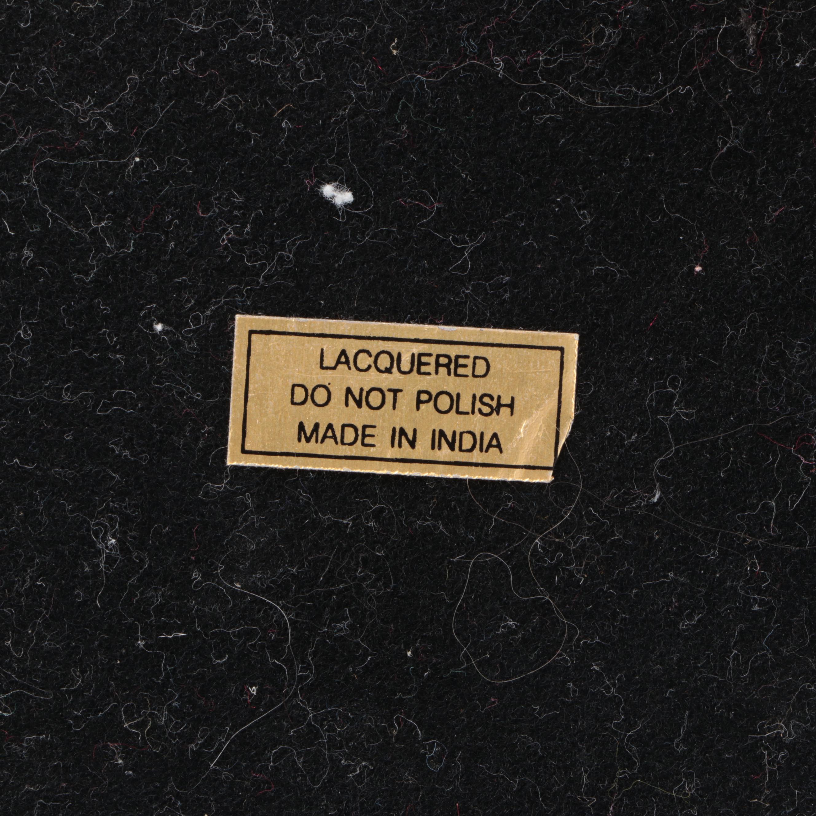 Neoclassical Style Glass Top Wood Tray with Candle Snuffer and Other Brass Décor