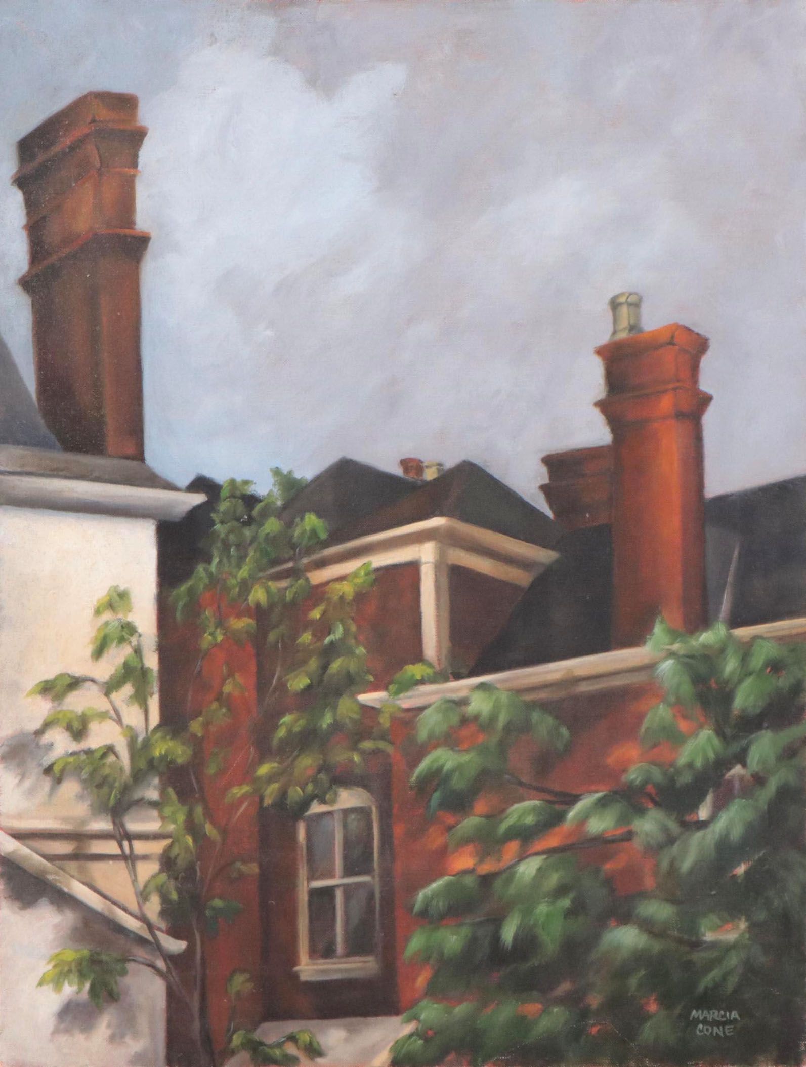 Marcia Cone Oil Painting of Rooftops