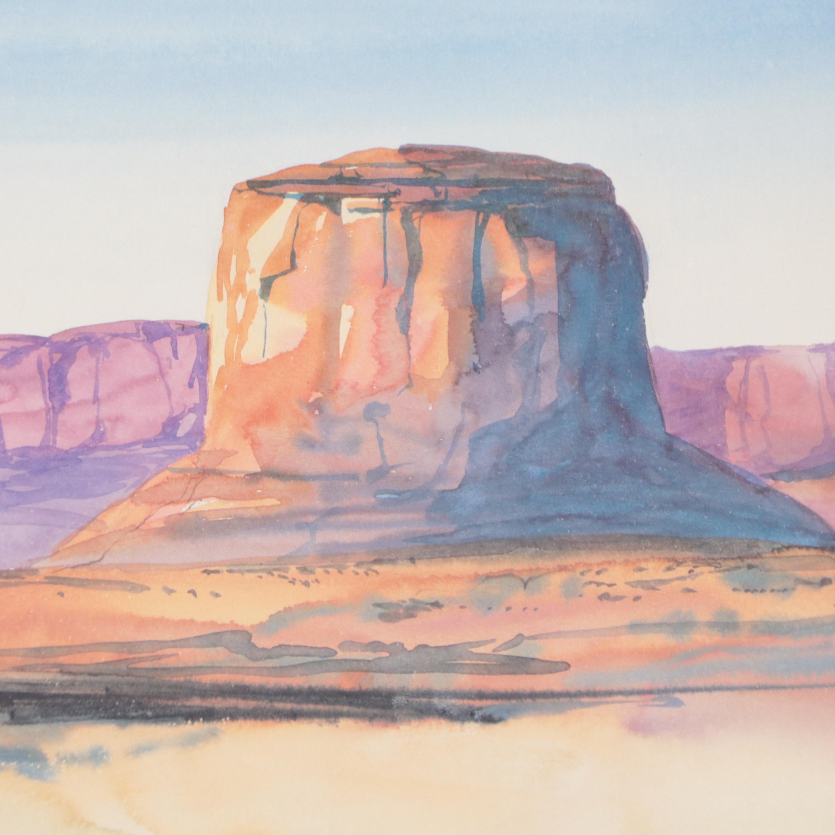 Harold E. Larsen Southwestern Landscape Offset Lithograph "Monument Valley,"
