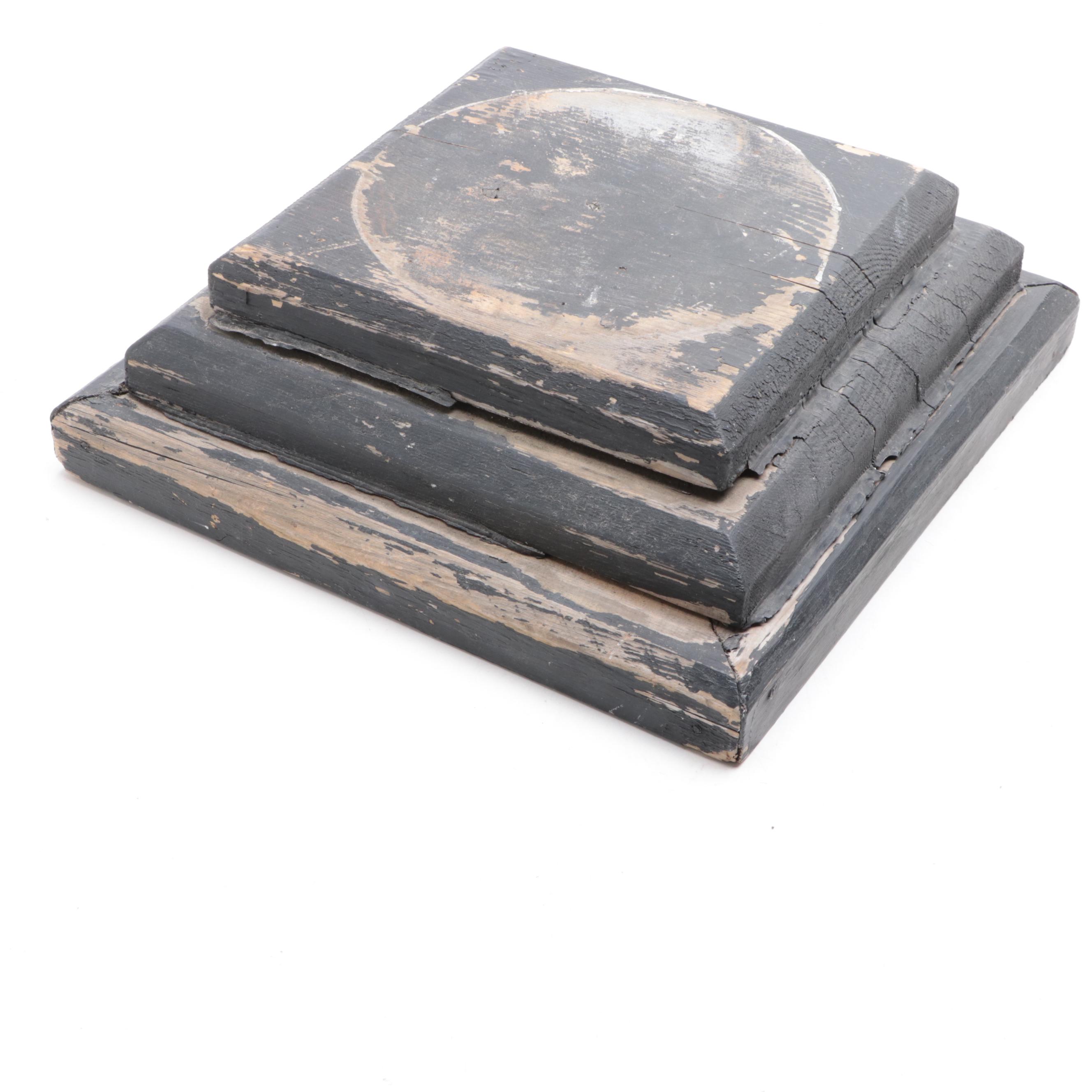 Silk Rose Arrangement With Black Painted Candle Holders and Wooden Plinth