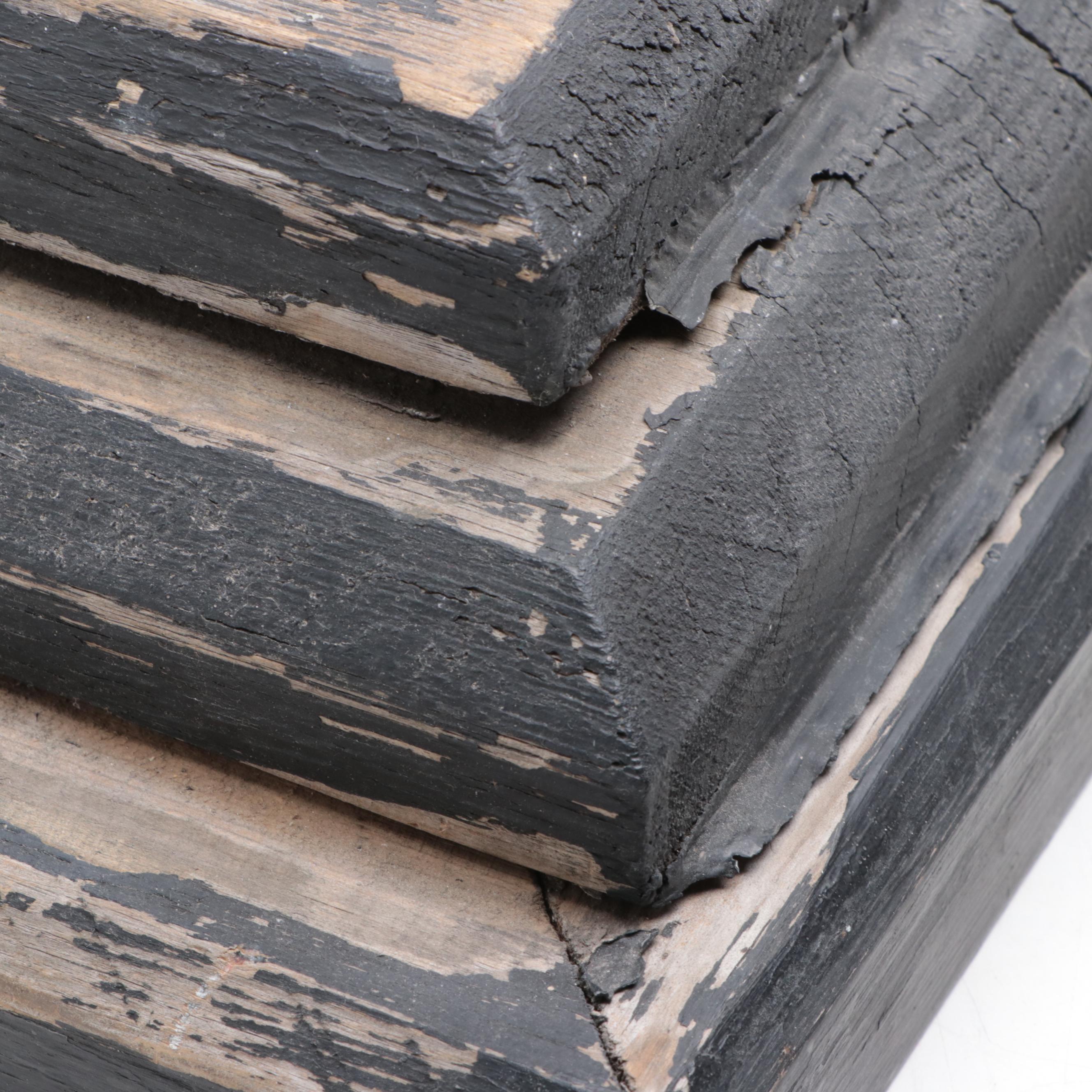 Silk Rose Arrangement With Black Painted Candle Holders and Wooden Plinth