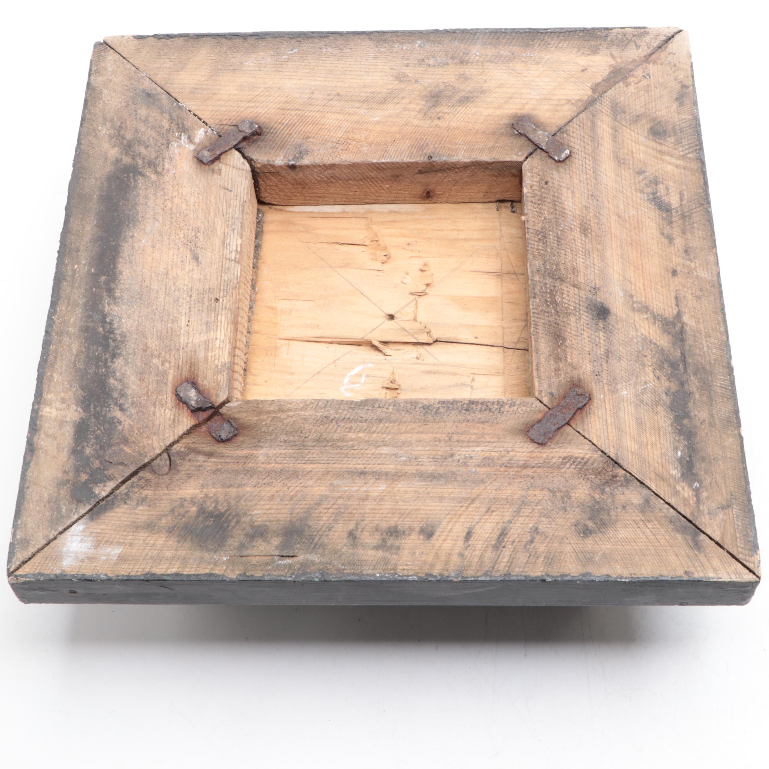 Silk Rose Arrangement With Black Painted Candle Holders and Wooden Plinth