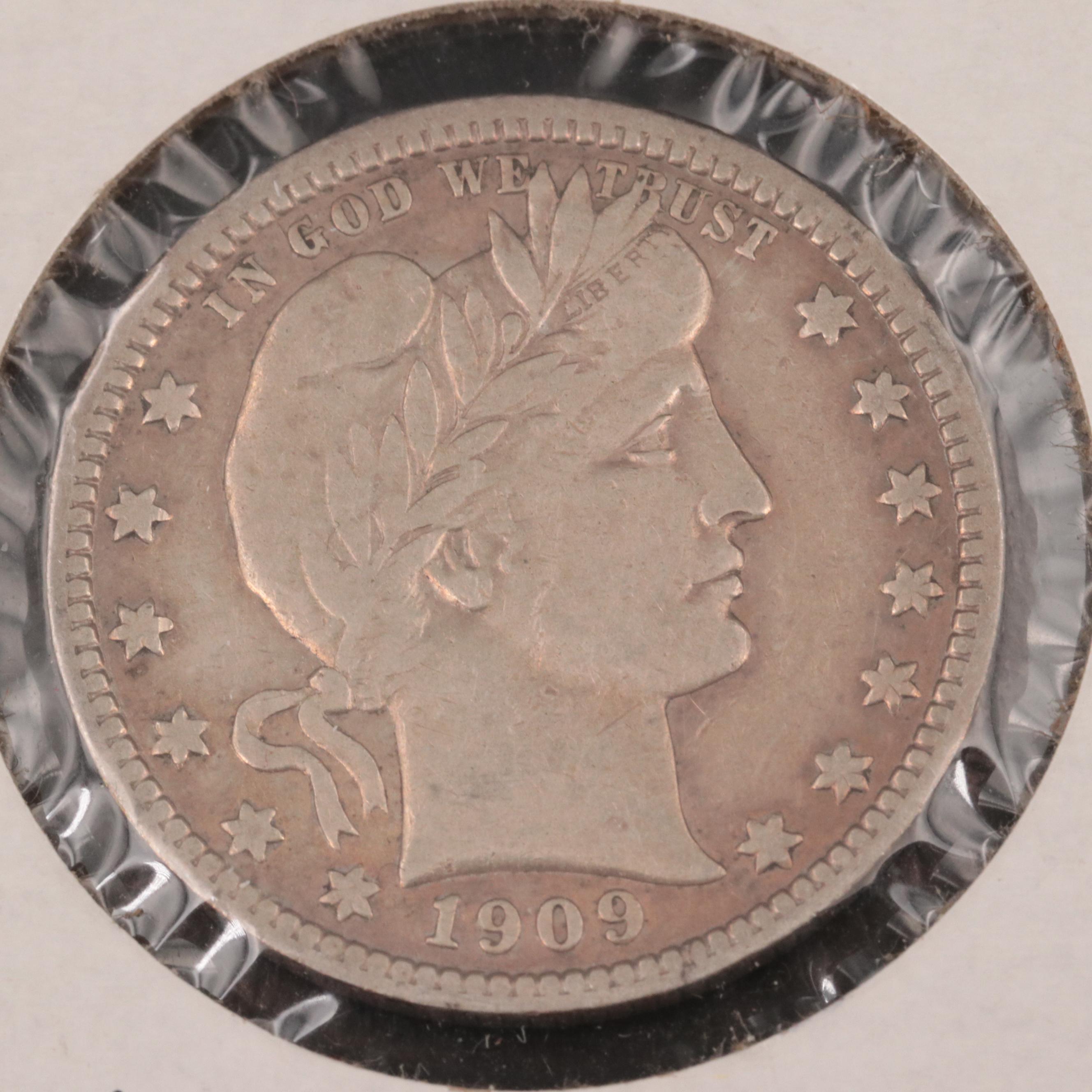 Five Barber Silver Quarters