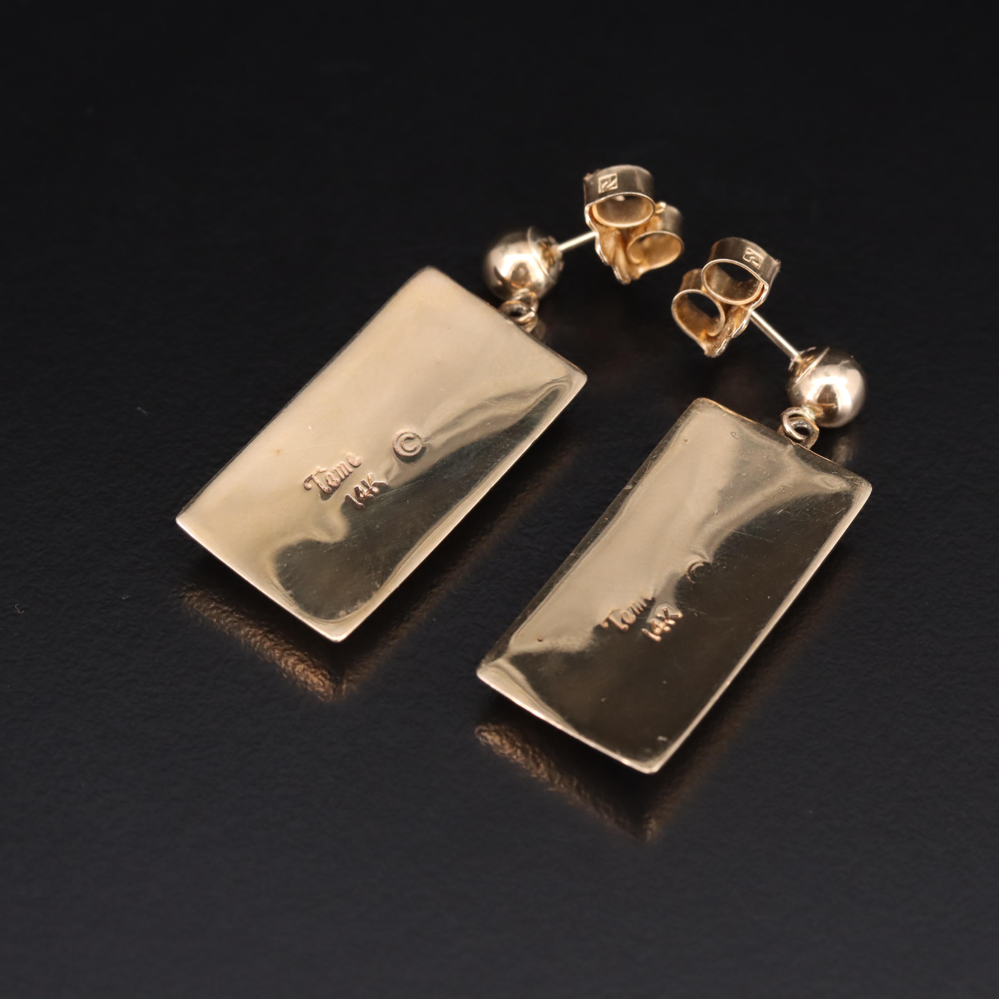 Tème by Navajo Arts & Crafts 14K Turquoise Inlay Earrings