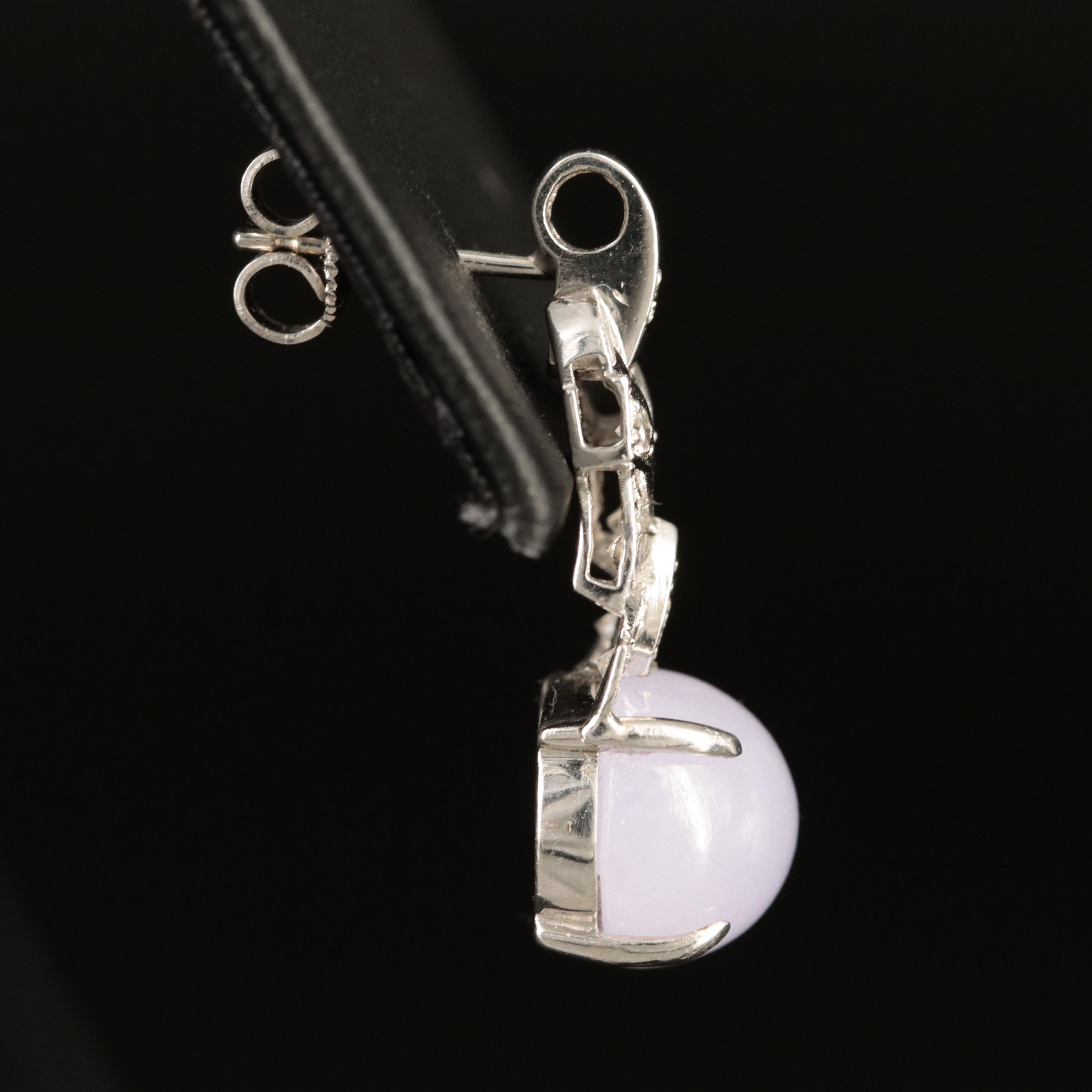 14K Jadeite and Diamond Earrings with Milgrain Details