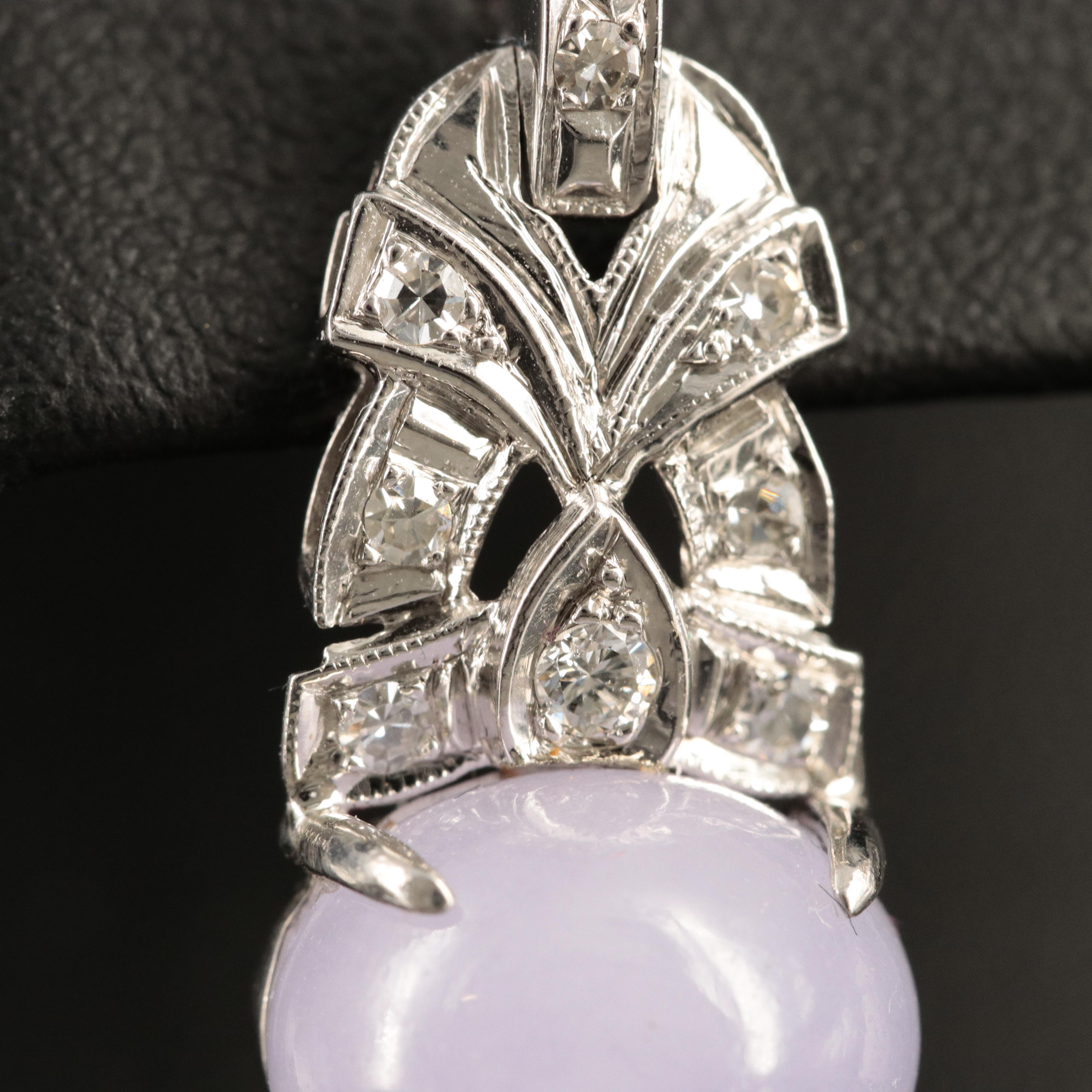 14K Jadeite and Diamond Earrings with Milgrain Details