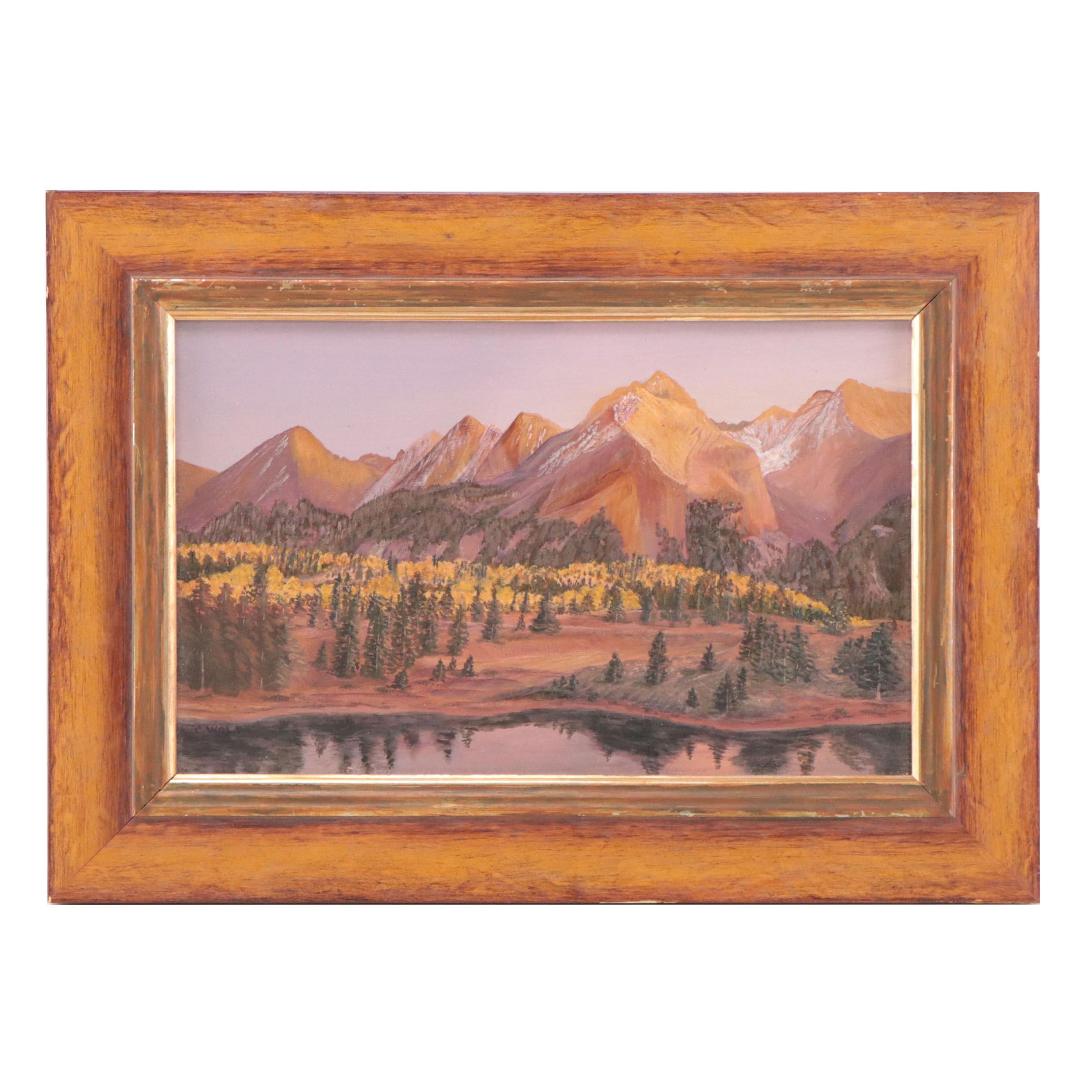 C. Wolf Western Mountain Landscape Oil Painting