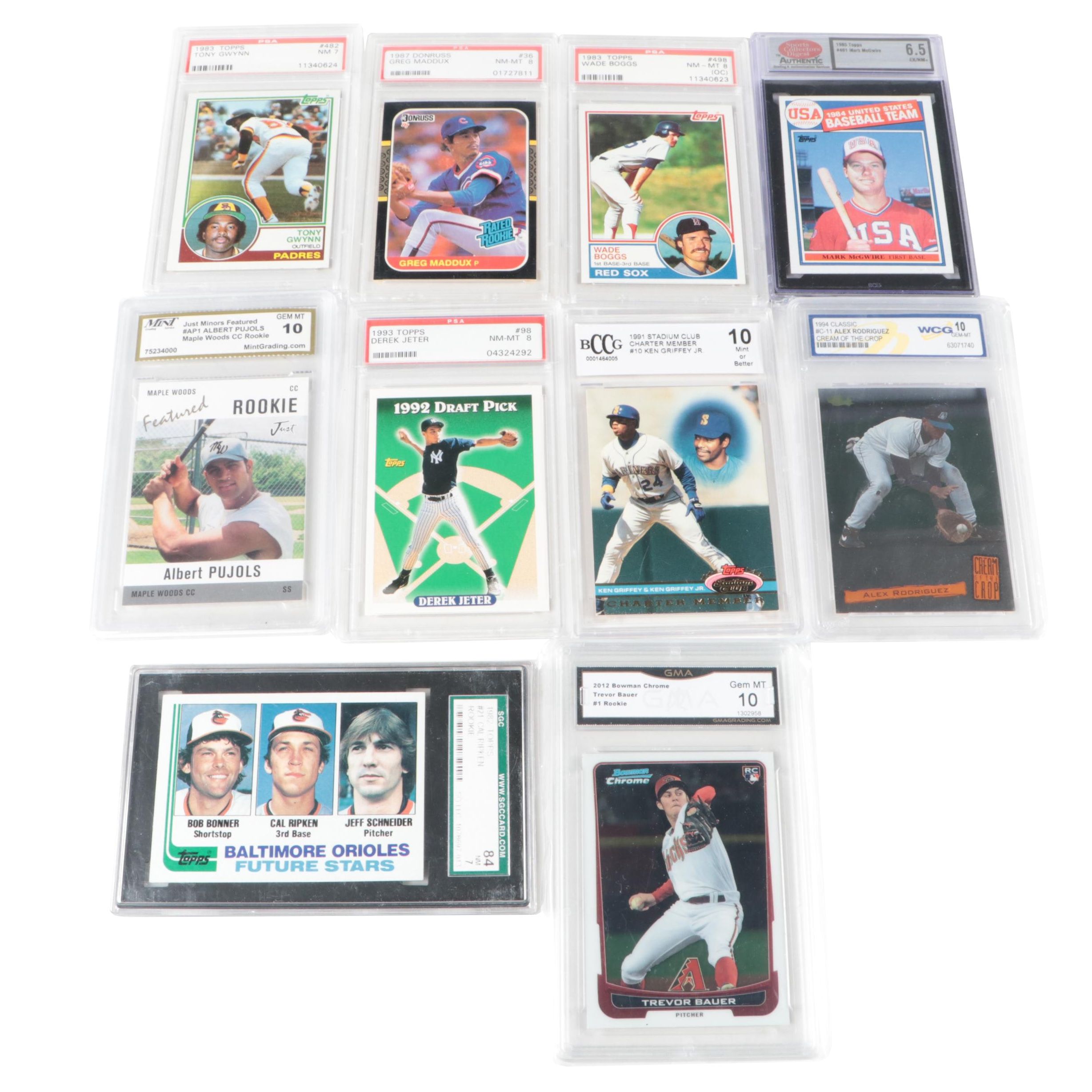 Topps, Other Graded, Slabbed Baseball Cards with Jeter, Rodriguez Rookies, More