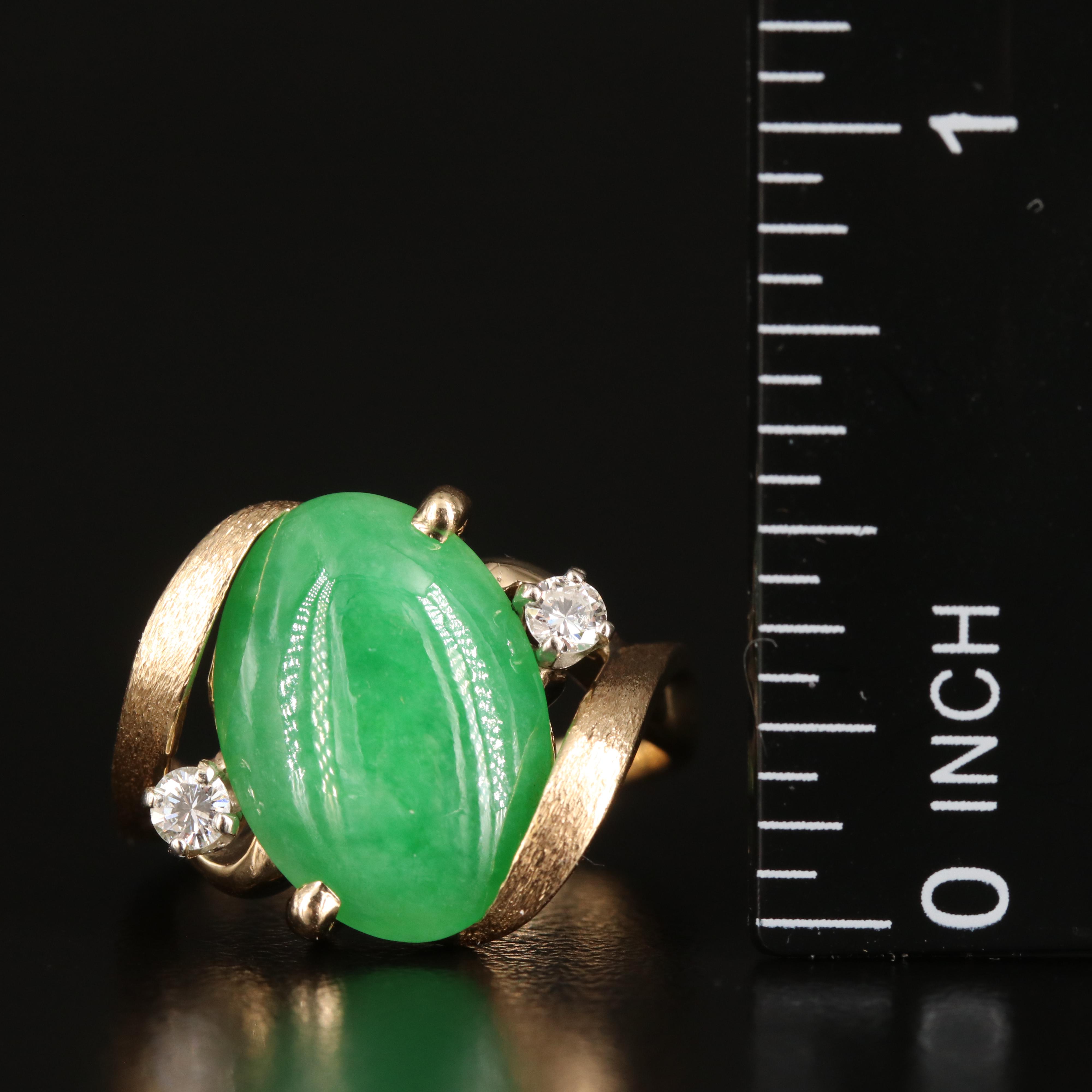 Vintage 14K Jadeite and Diamond Ring