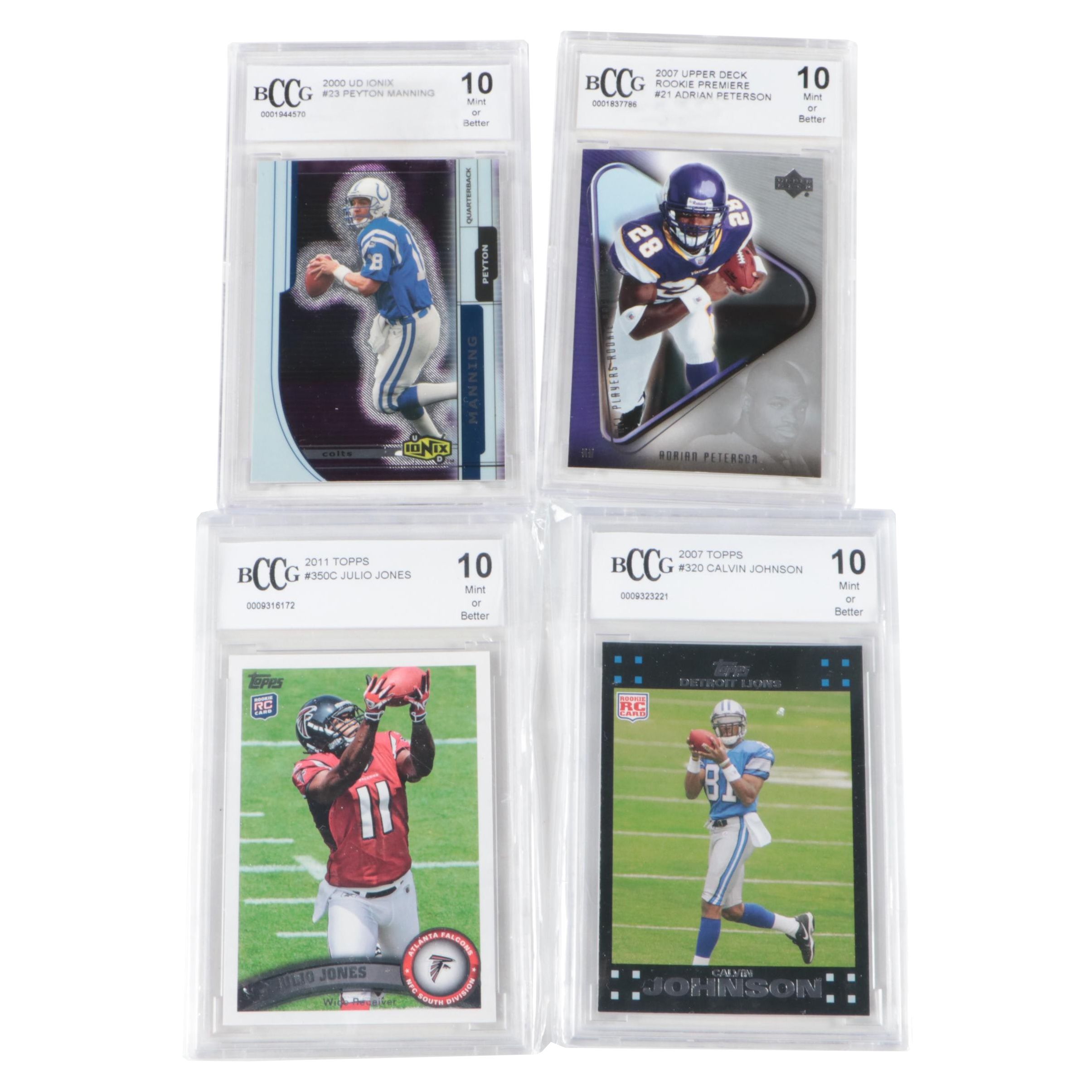 Topps, Upper Deck Graded Beckett 10 Gem Mint Football Cards with Manning, More