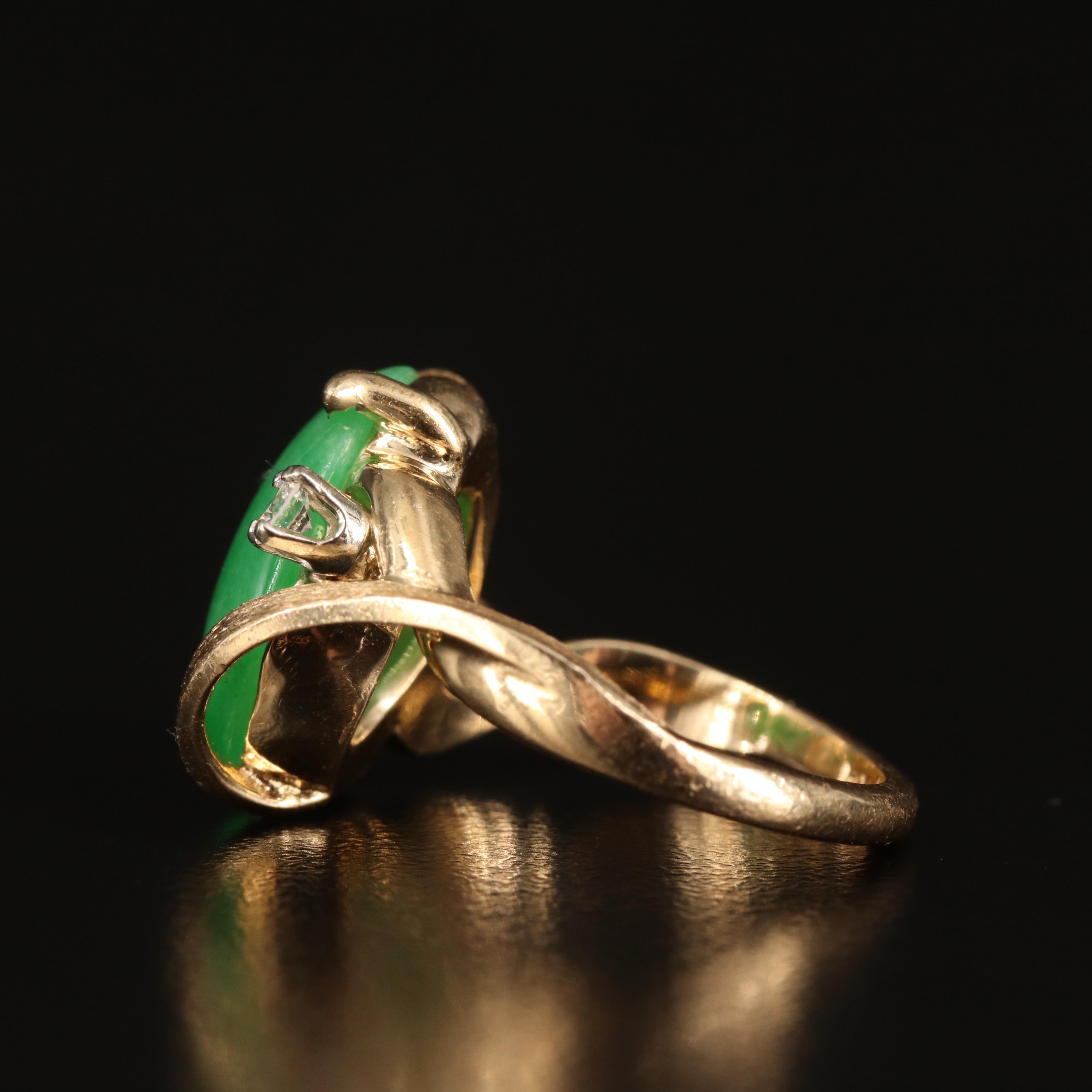 Vintage 14K Jadeite and Diamond Ring