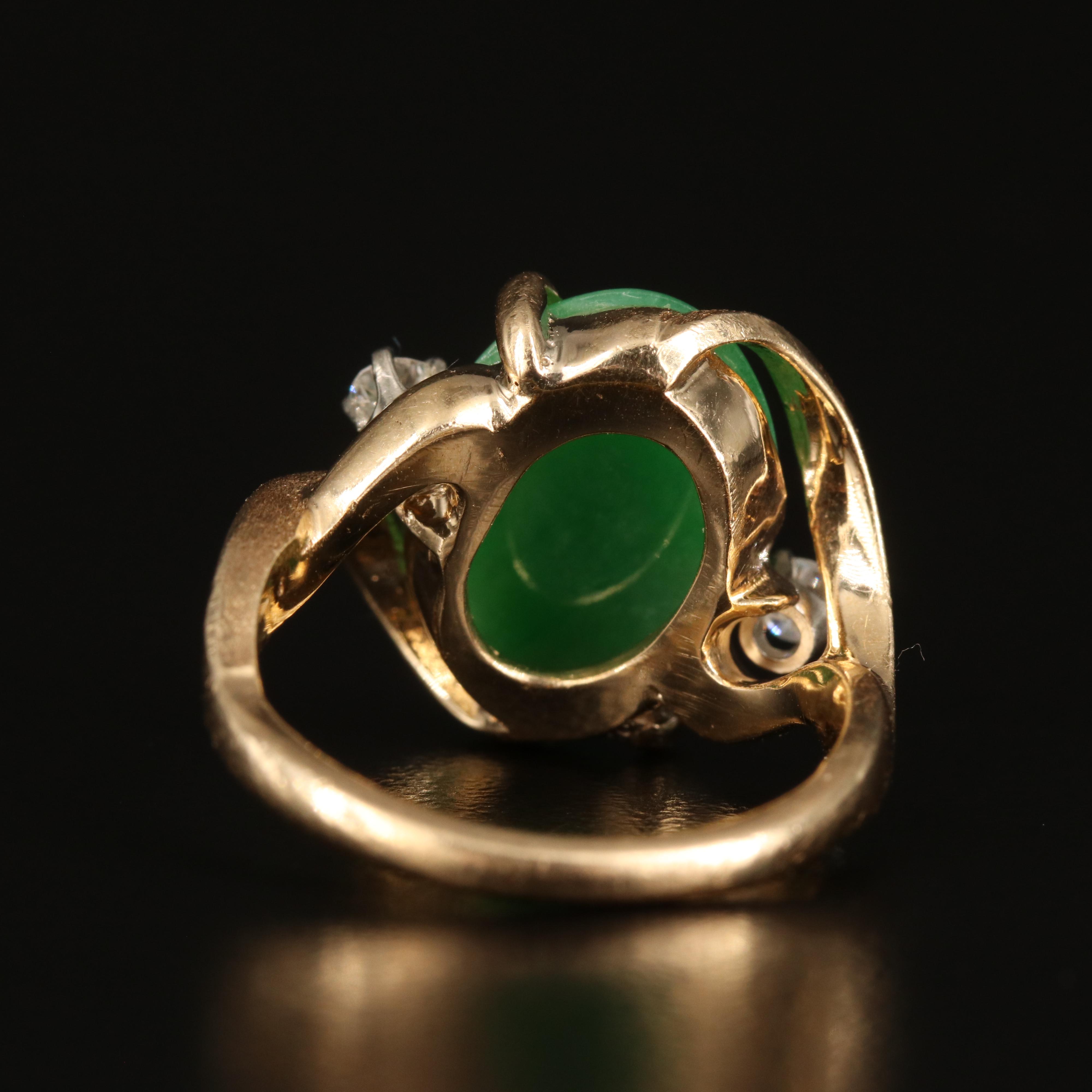 Vintage 14K Jadeite and Diamond Ring