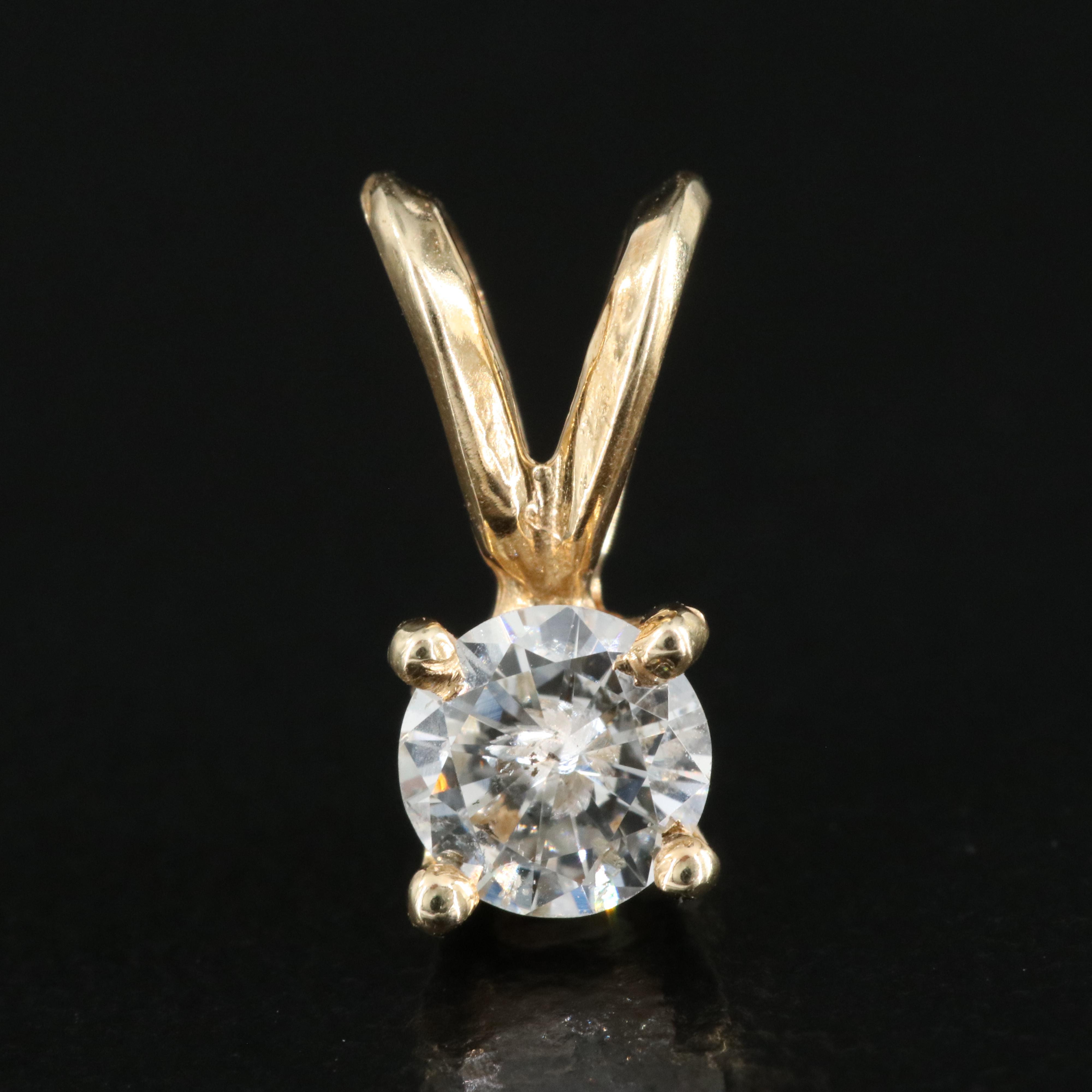14K 0.33 CT Diamond Solitaire Pendant