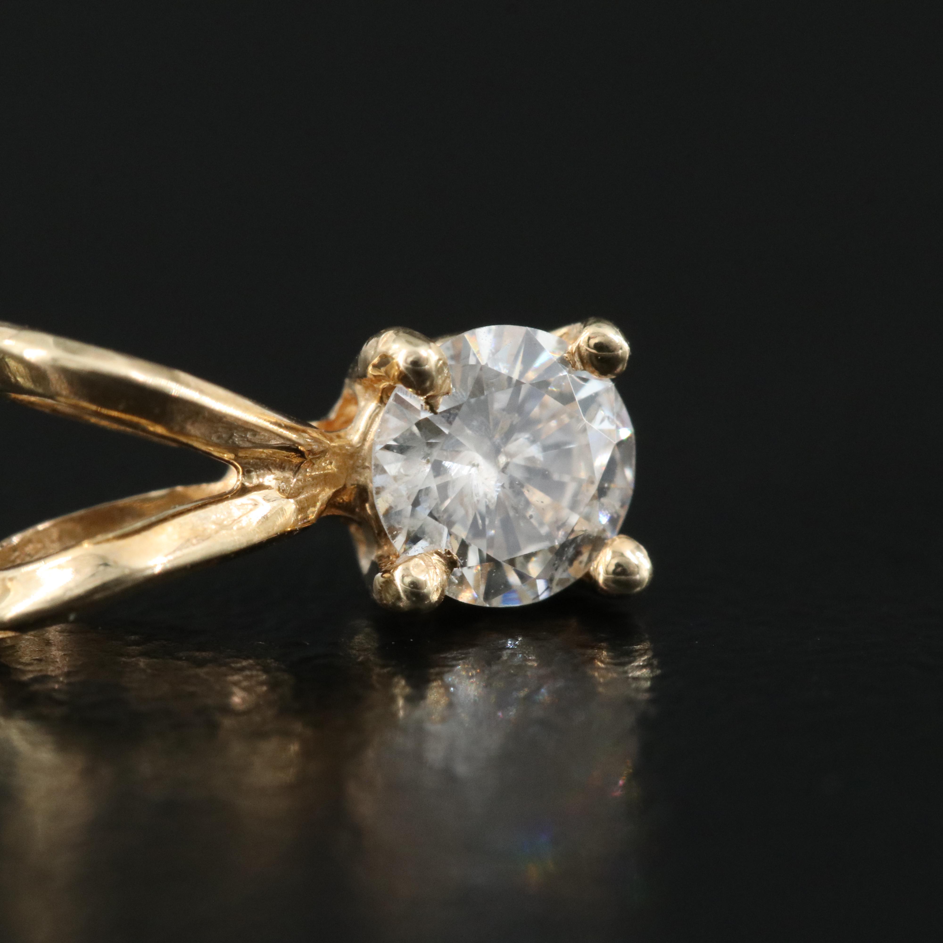 14K 0.33 CT Diamond Solitaire Pendant