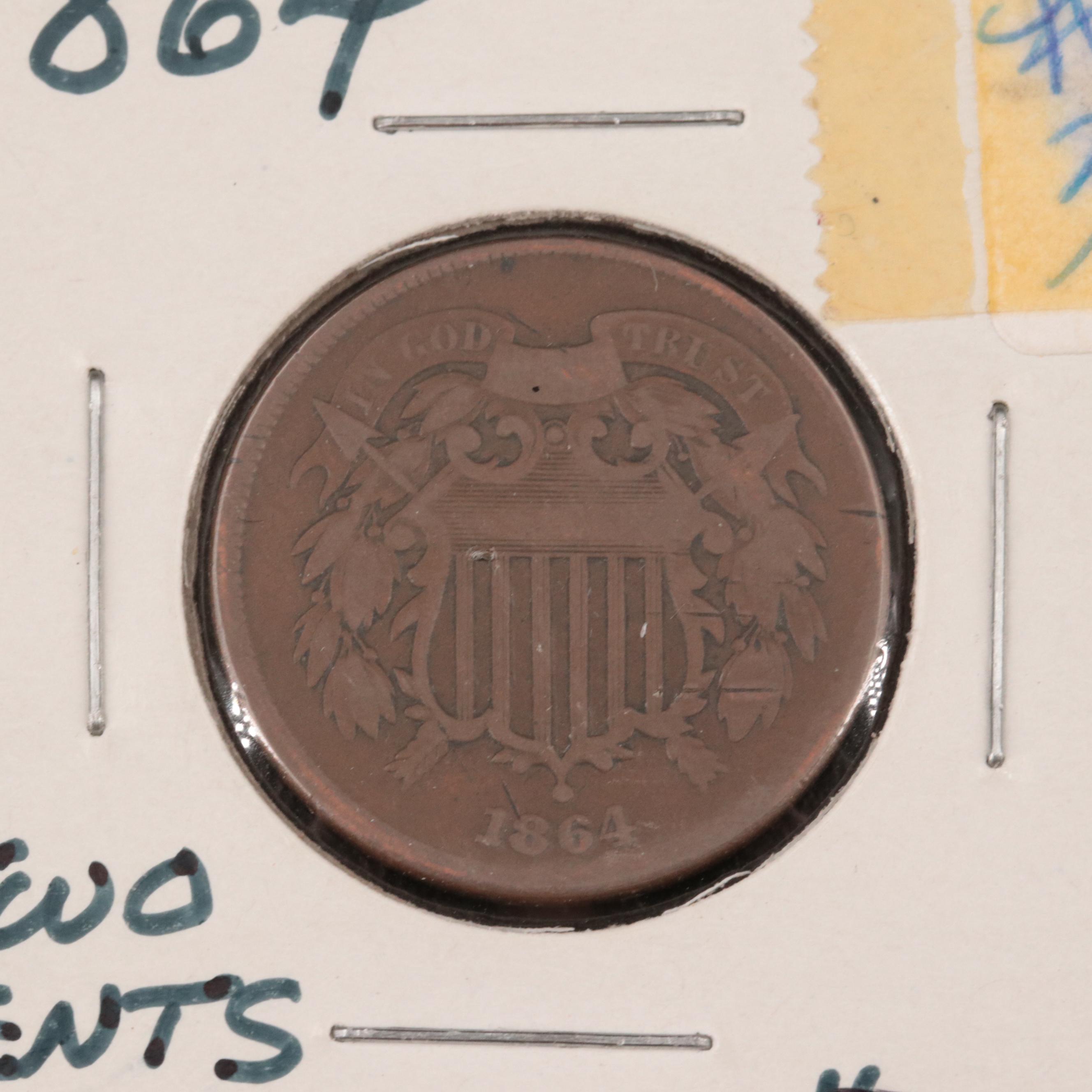 1864 and 1865 Two-Cent Shield Coins