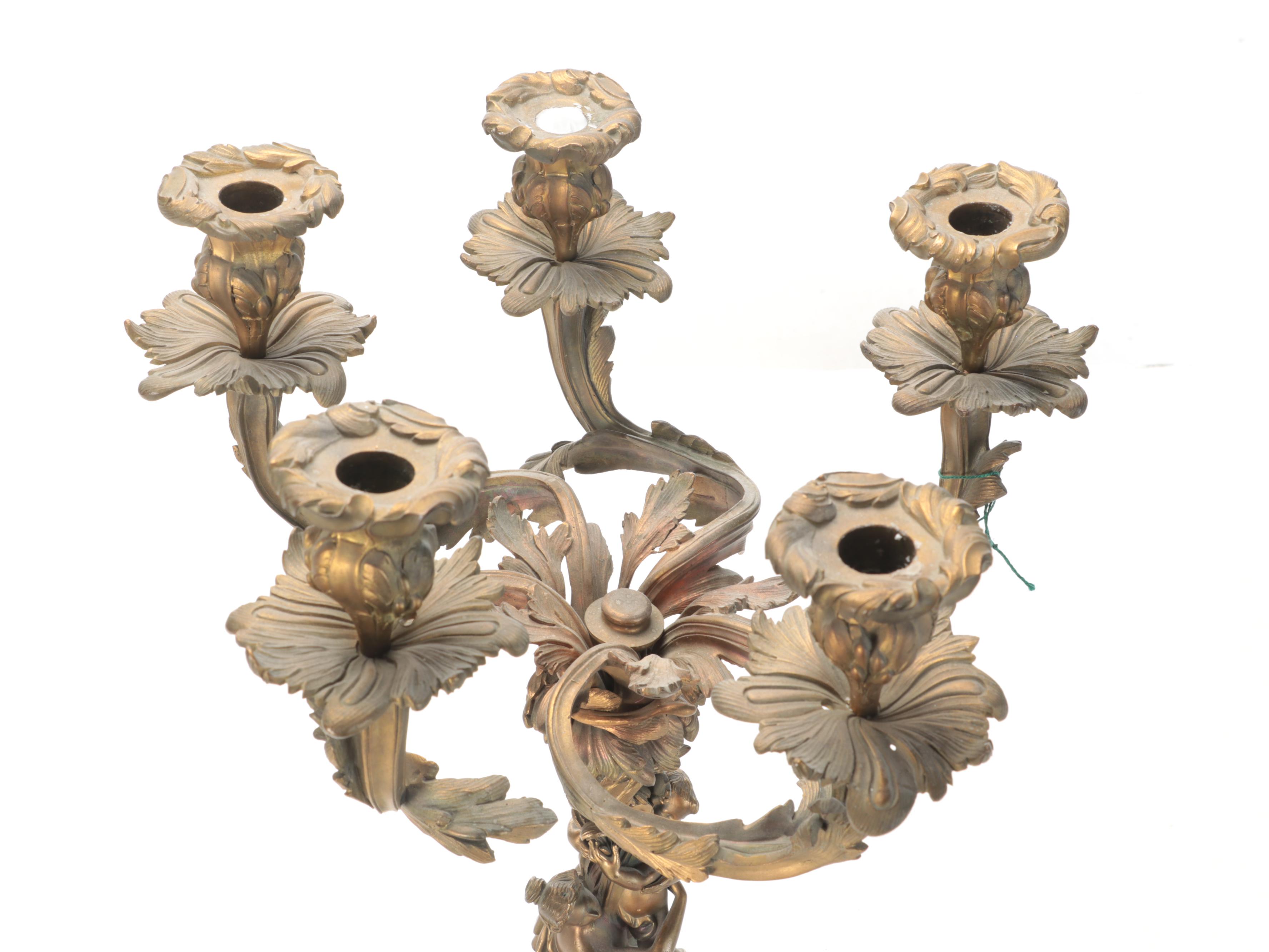 Art Nouveau Style Gilt Bronze Candelabra, Late 19th/ Early 20th Century