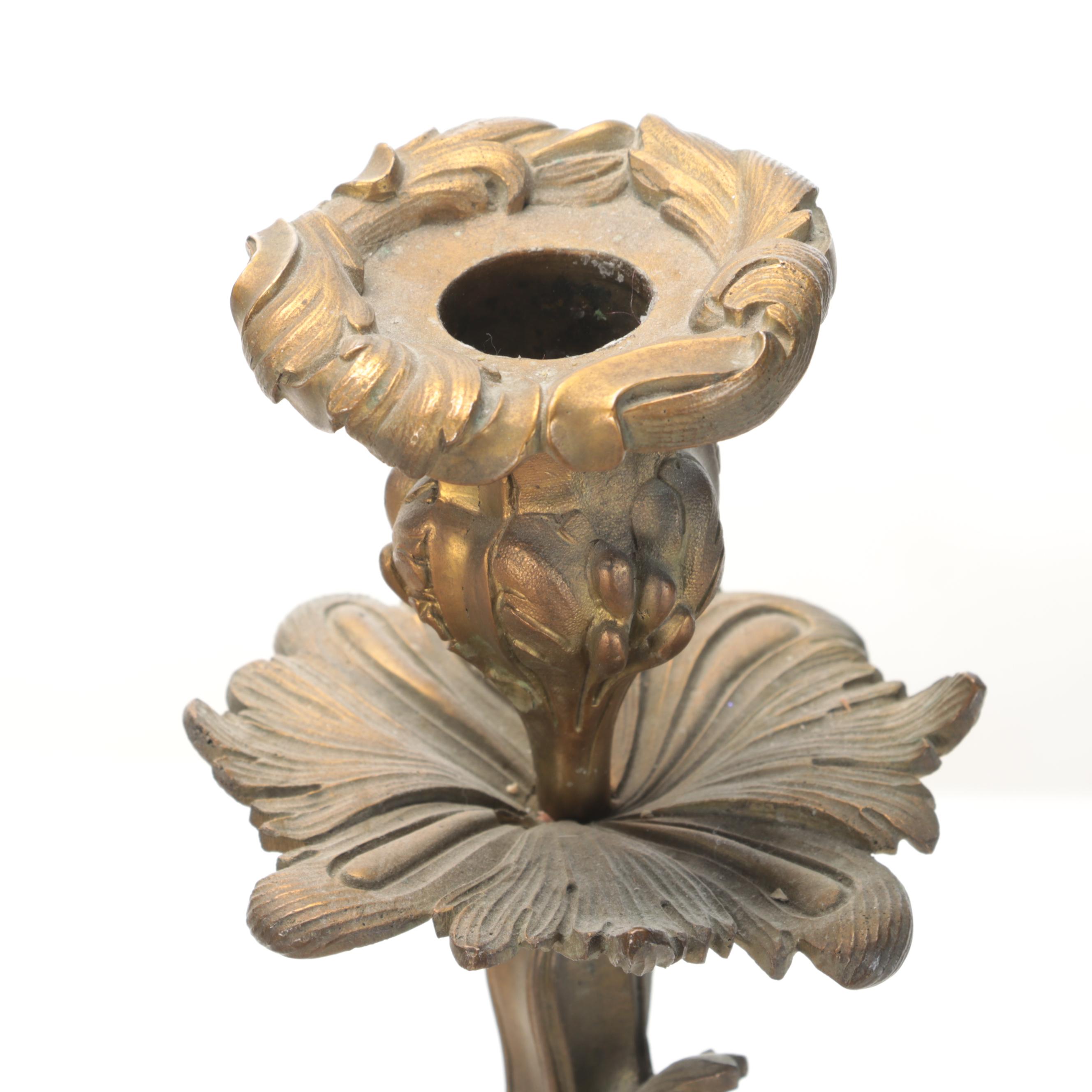 Art Nouveau Style Gilt Bronze Candelabra, Late 19th/ Early 20th Century