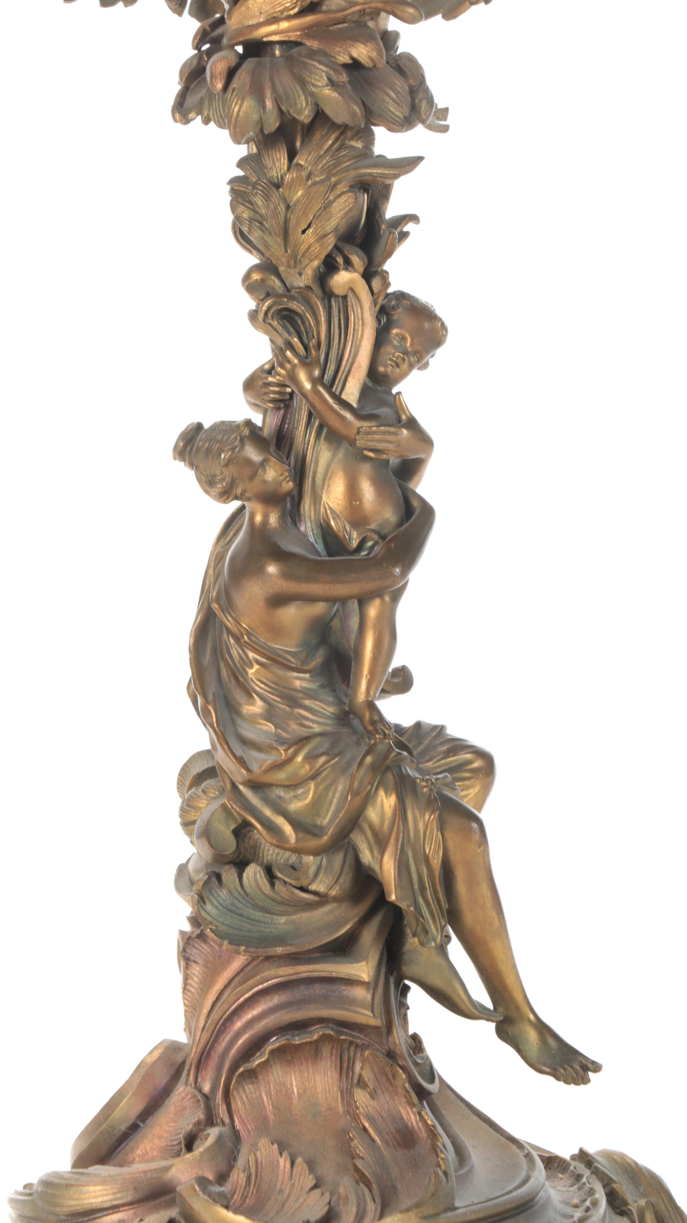 Art Nouveau Style Gilt Bronze Candelabra, Late 19th/ Early 20th Century