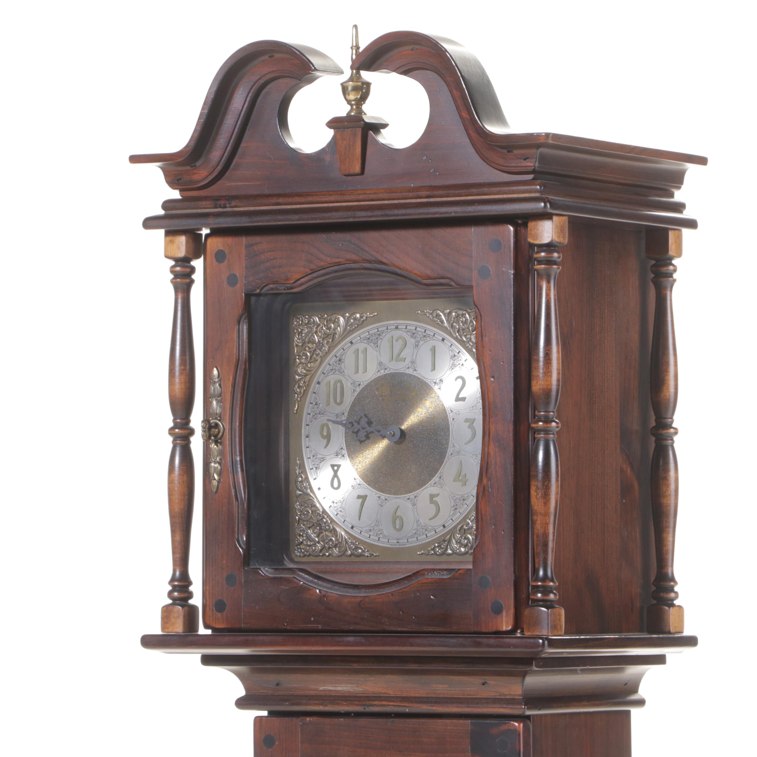 New England Clock Co. "Abel Cottey" Pine Grandfather Clock, copyrighted 1970