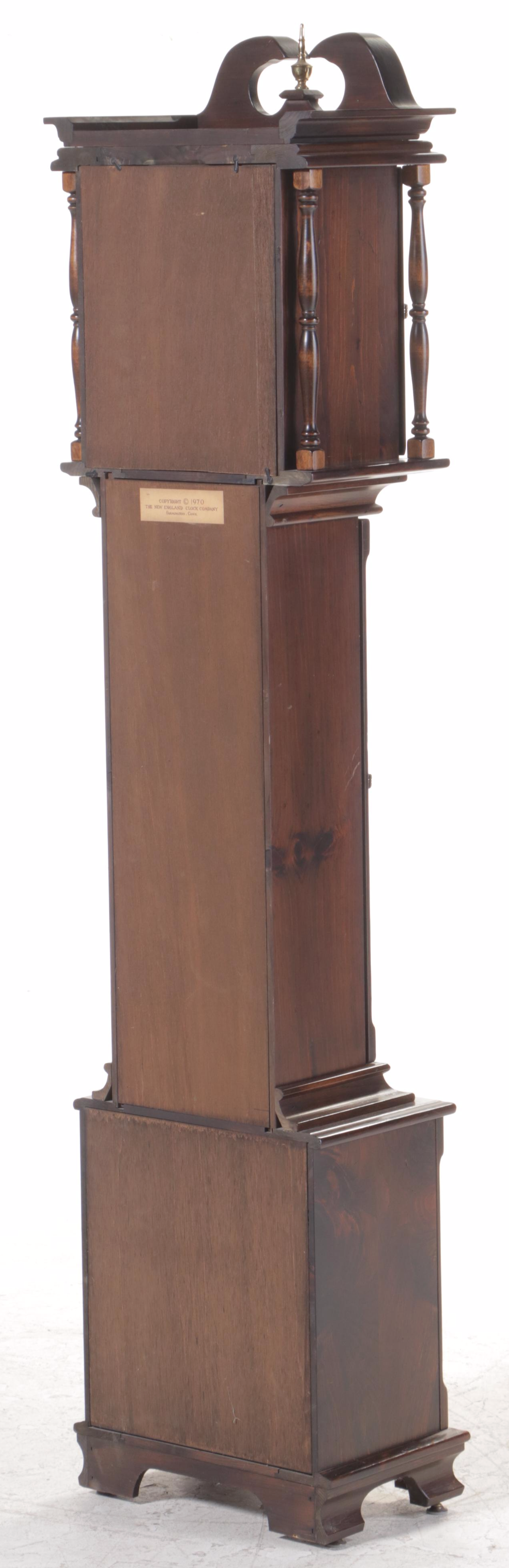 New England Clock Co. "Abel Cottey" Pine Grandfather Clock, copyrighted 1970