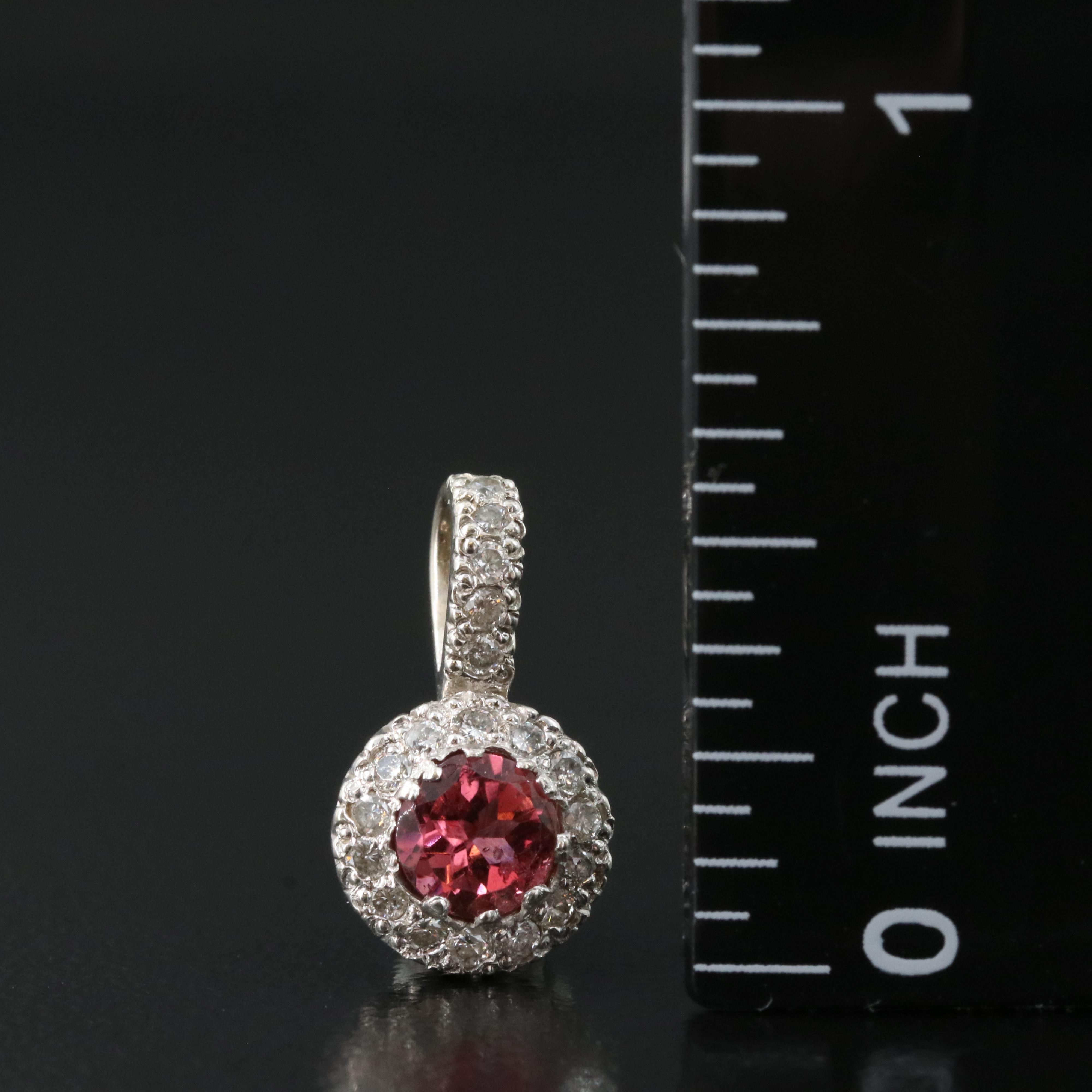 14K Tourmaline and Diamond Halo Pendant