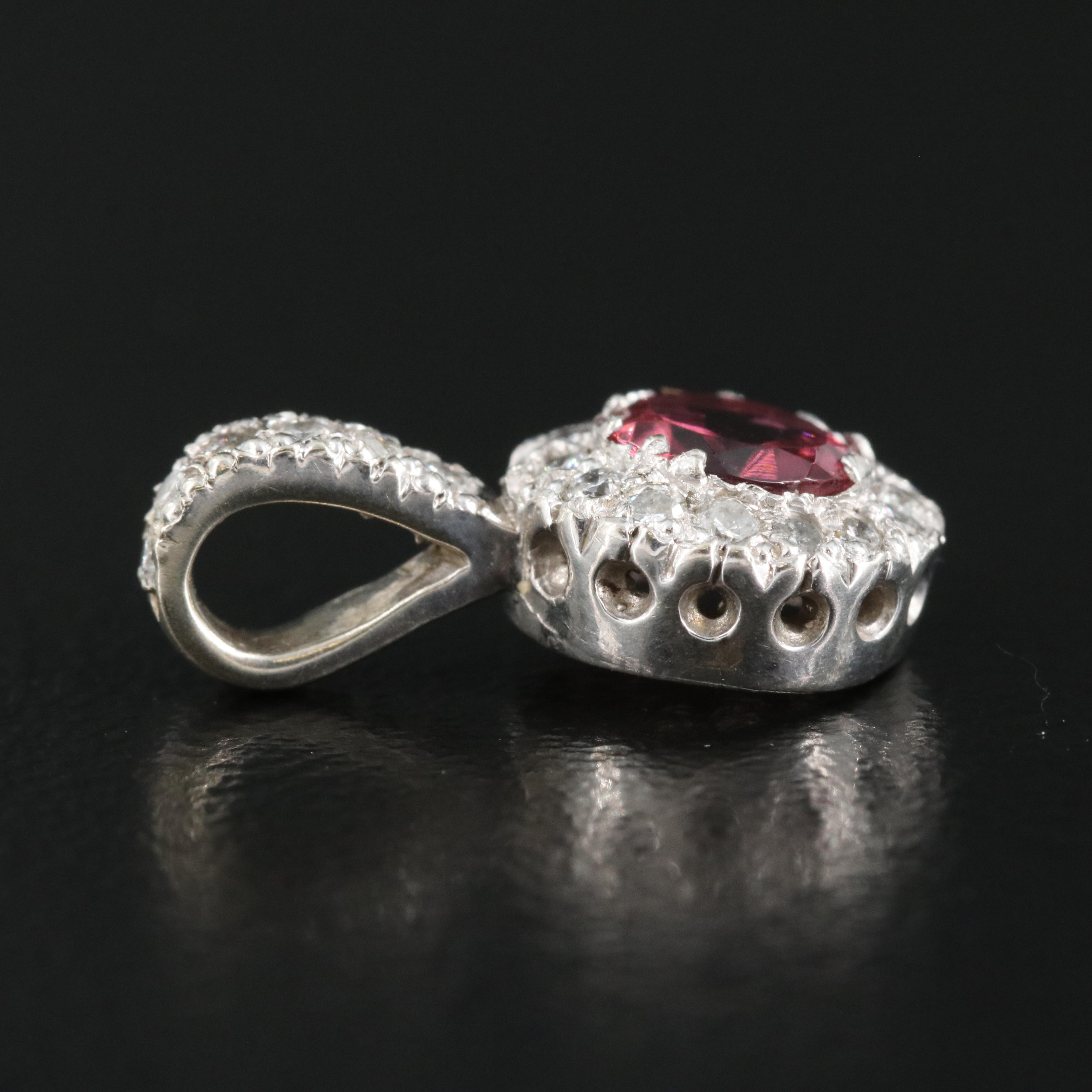 14K Tourmaline and Diamond Halo Pendant