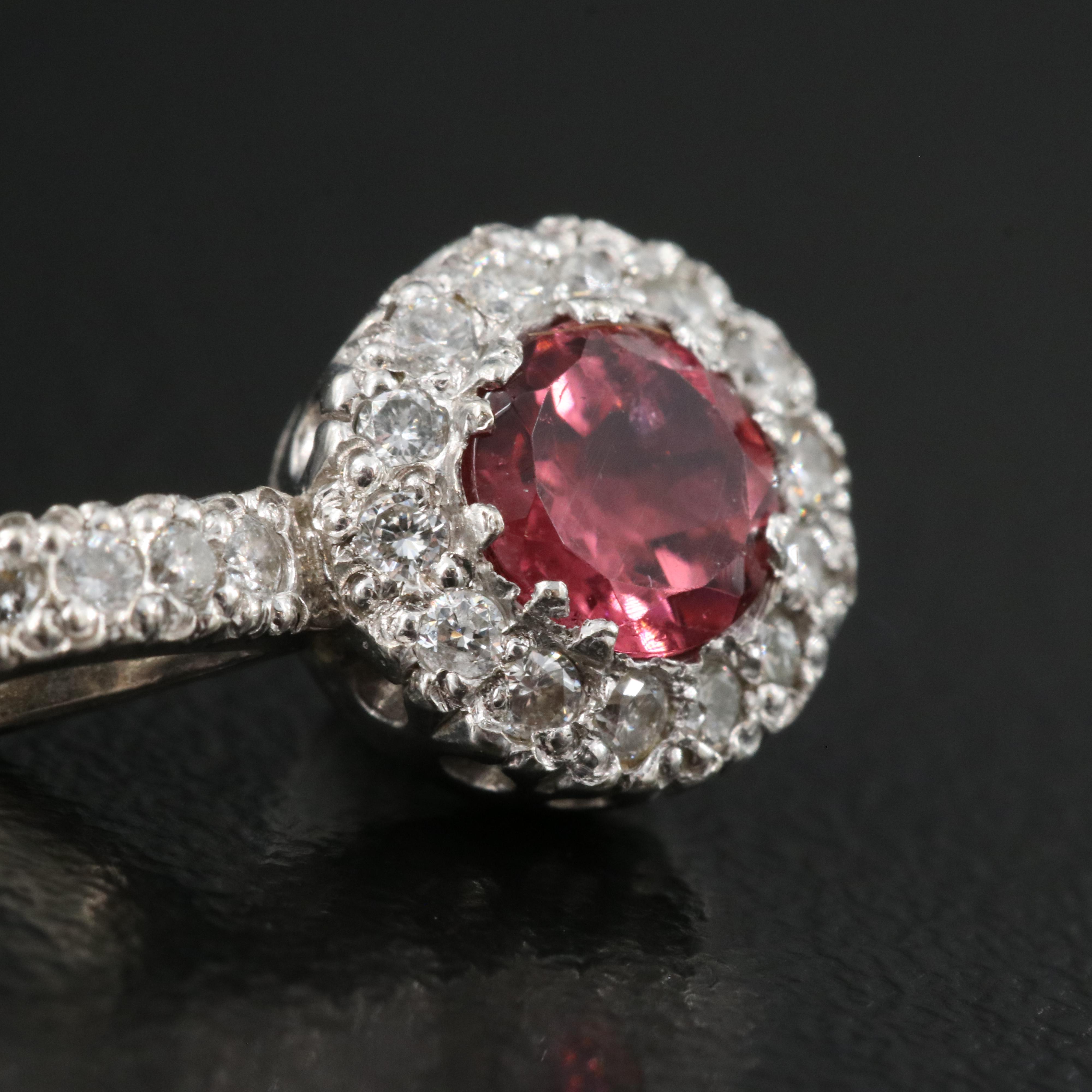 14K Tourmaline and Diamond Halo Pendant