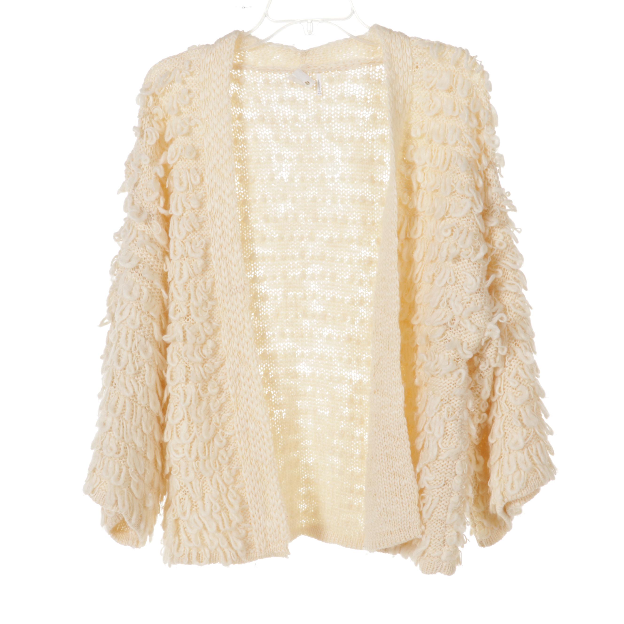 Anthropologie and Akemi + Kin Woven Cardigan Sweaters With Curly Lamb Scarf