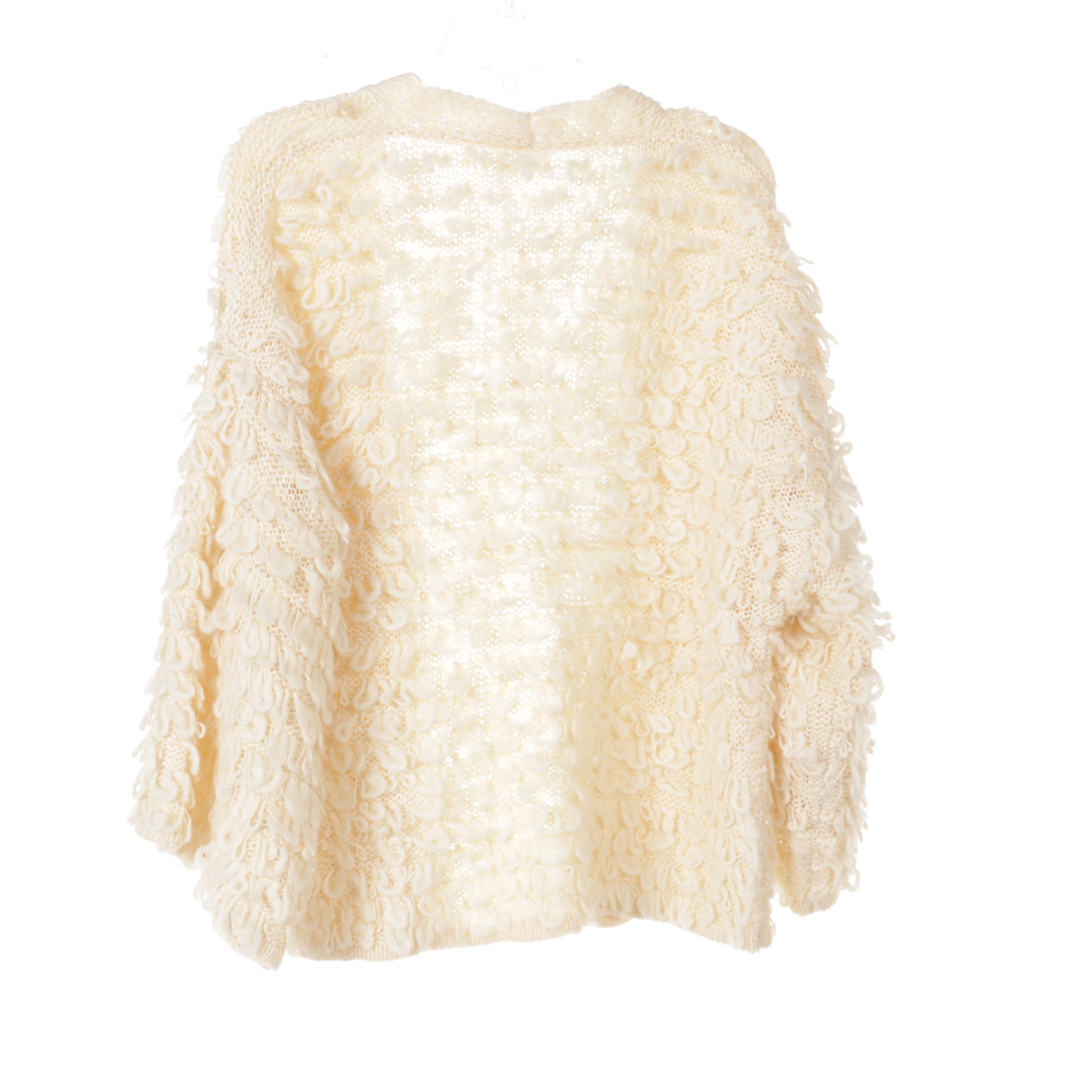 Anthropologie and Akemi + Kin Woven Cardigan Sweaters With Curly Lamb Scarf