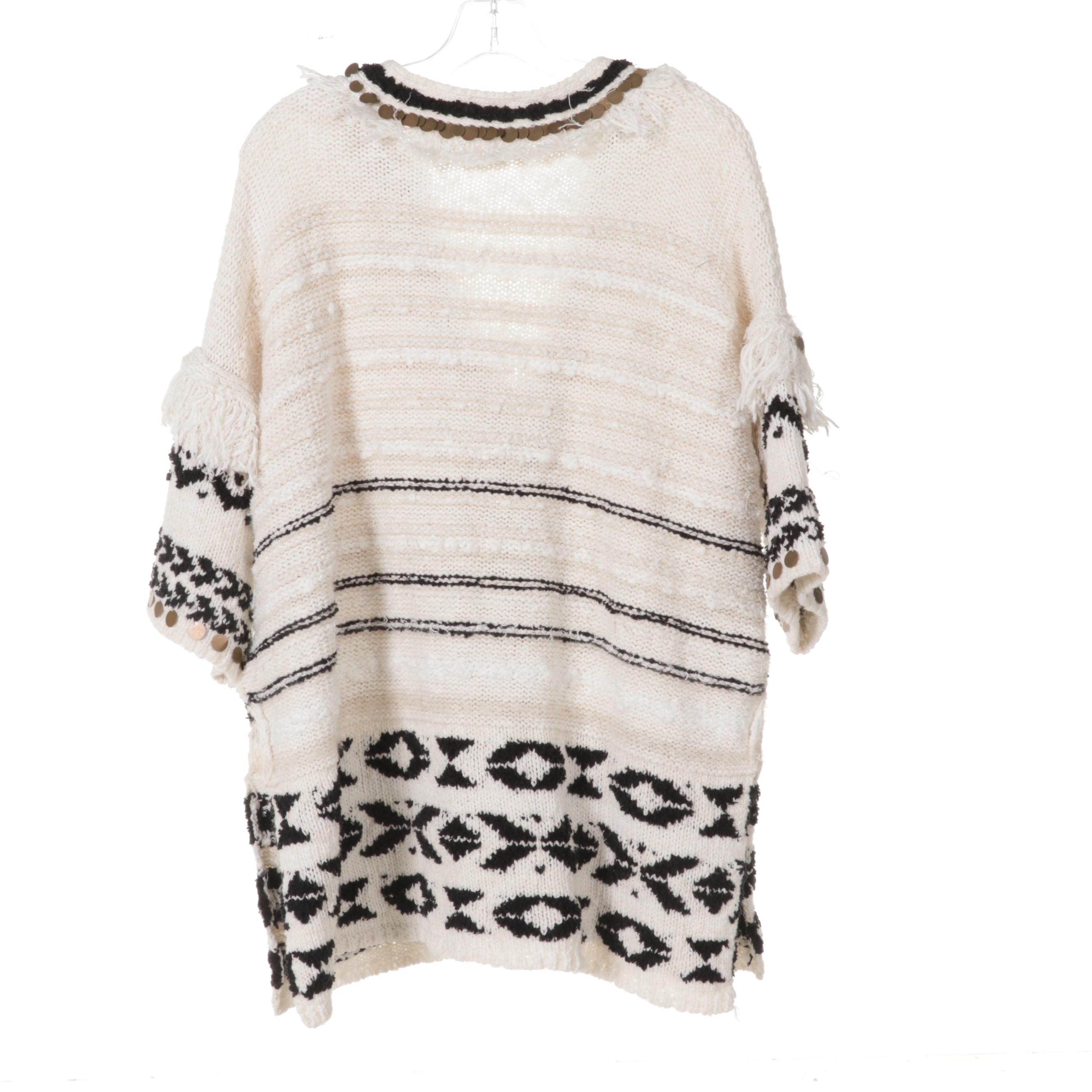 Anthropologie and Akemi + Kin Woven Cardigan Sweaters With Curly Lamb Scarf