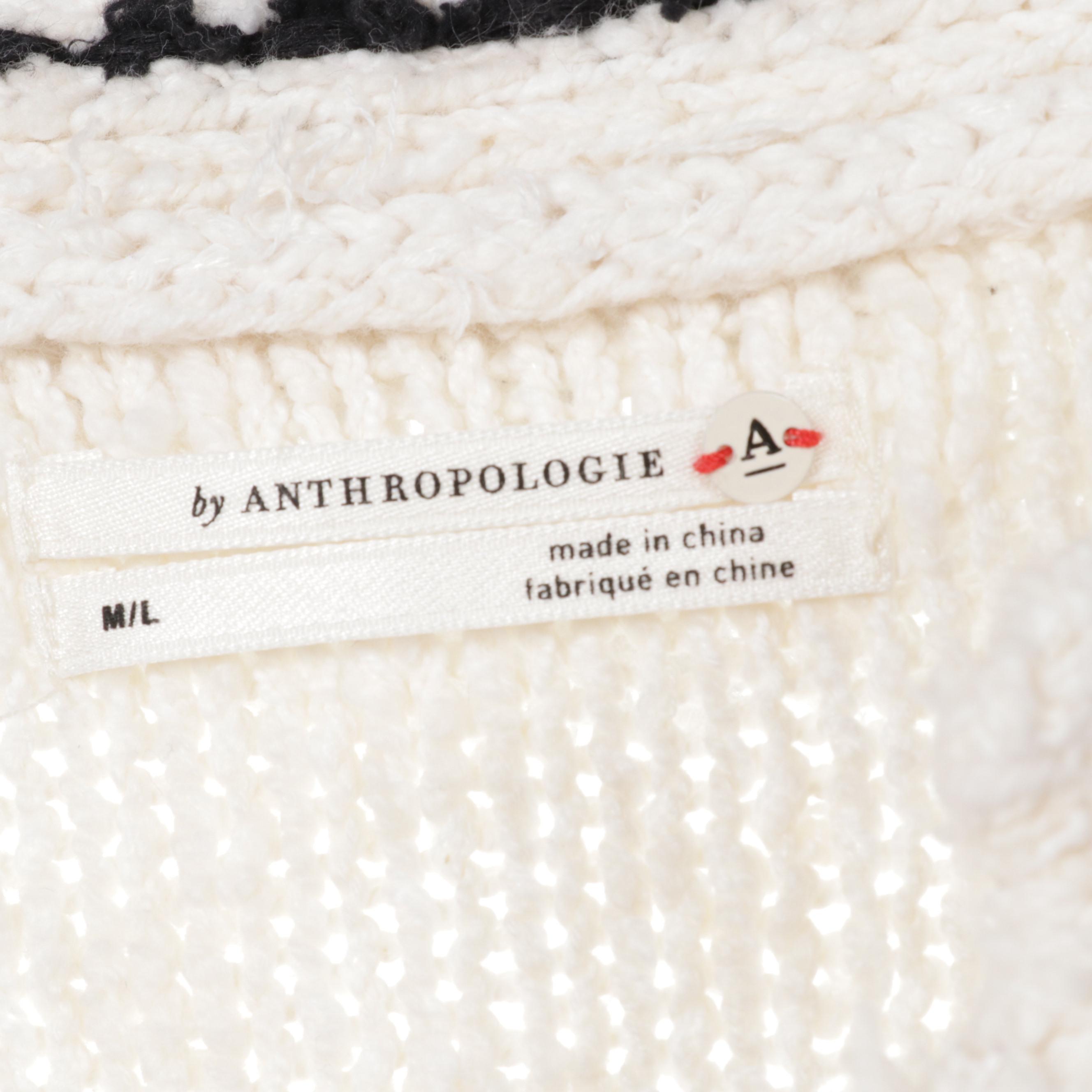 Anthropologie and Akemi + Kin Woven Cardigan Sweaters With Curly Lamb Scarf