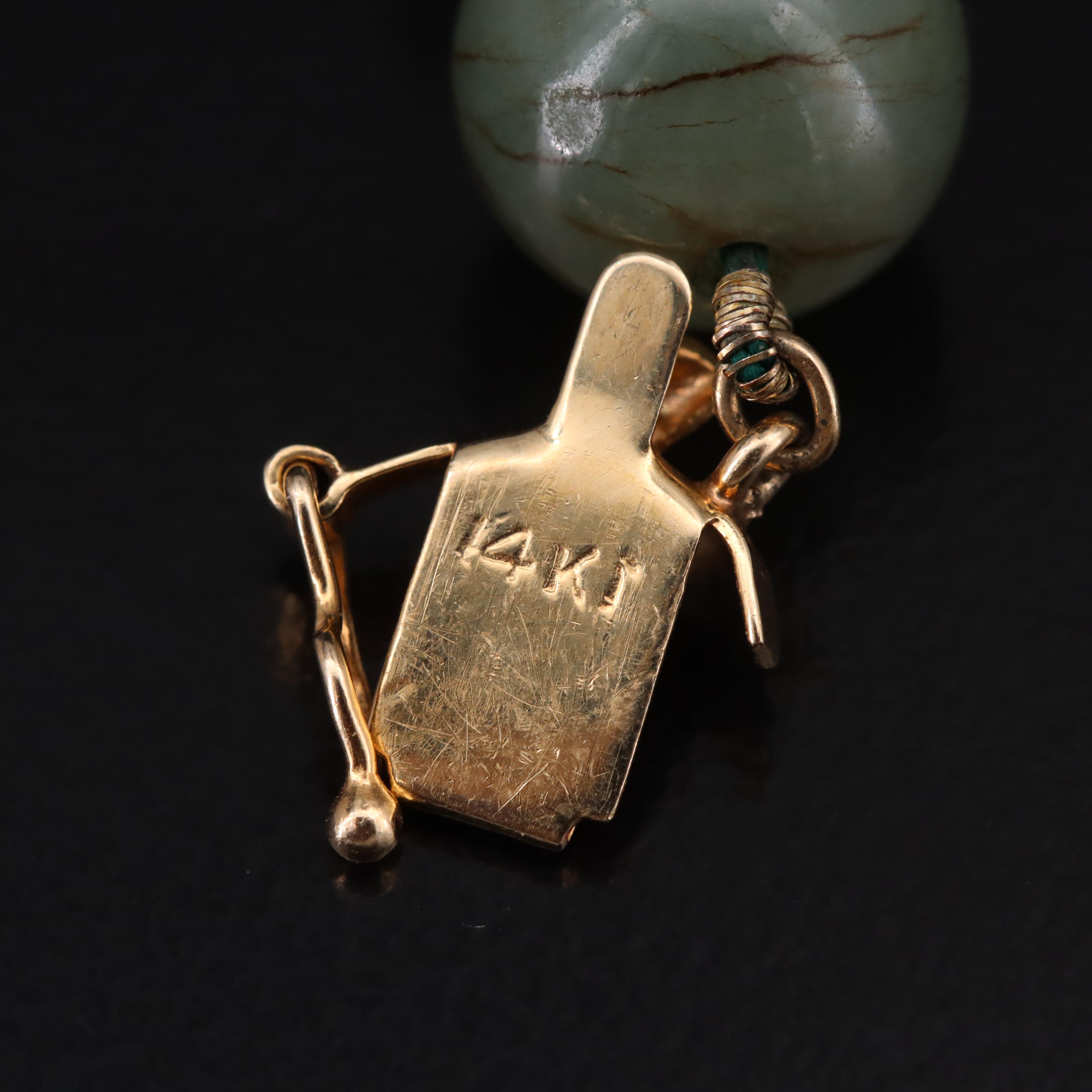 Vintage Jadeite, Diamond and Chalcedony Necklace with 14K Clasp