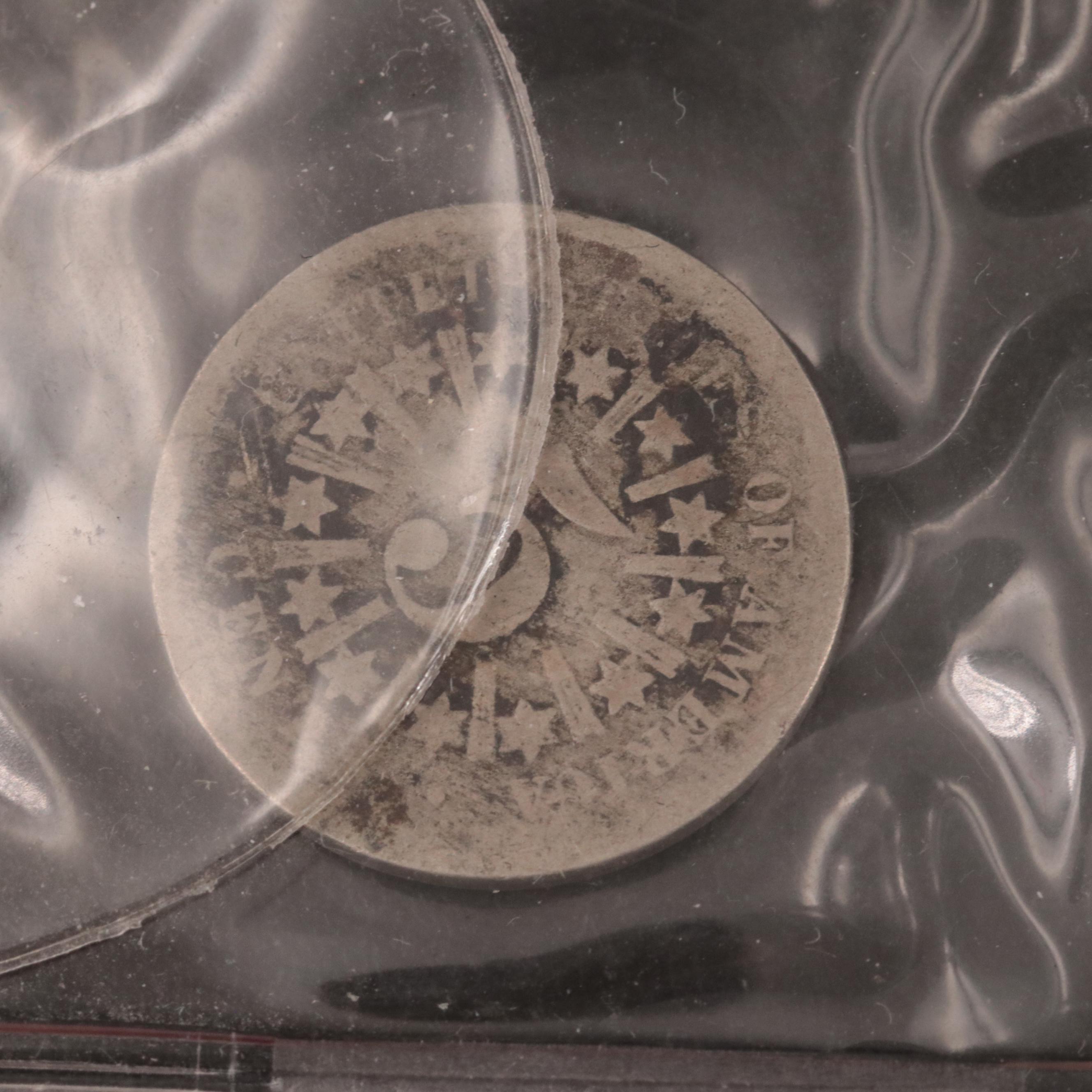 Four 1883 Liberty Head "V" Nickels and Shield Nickel