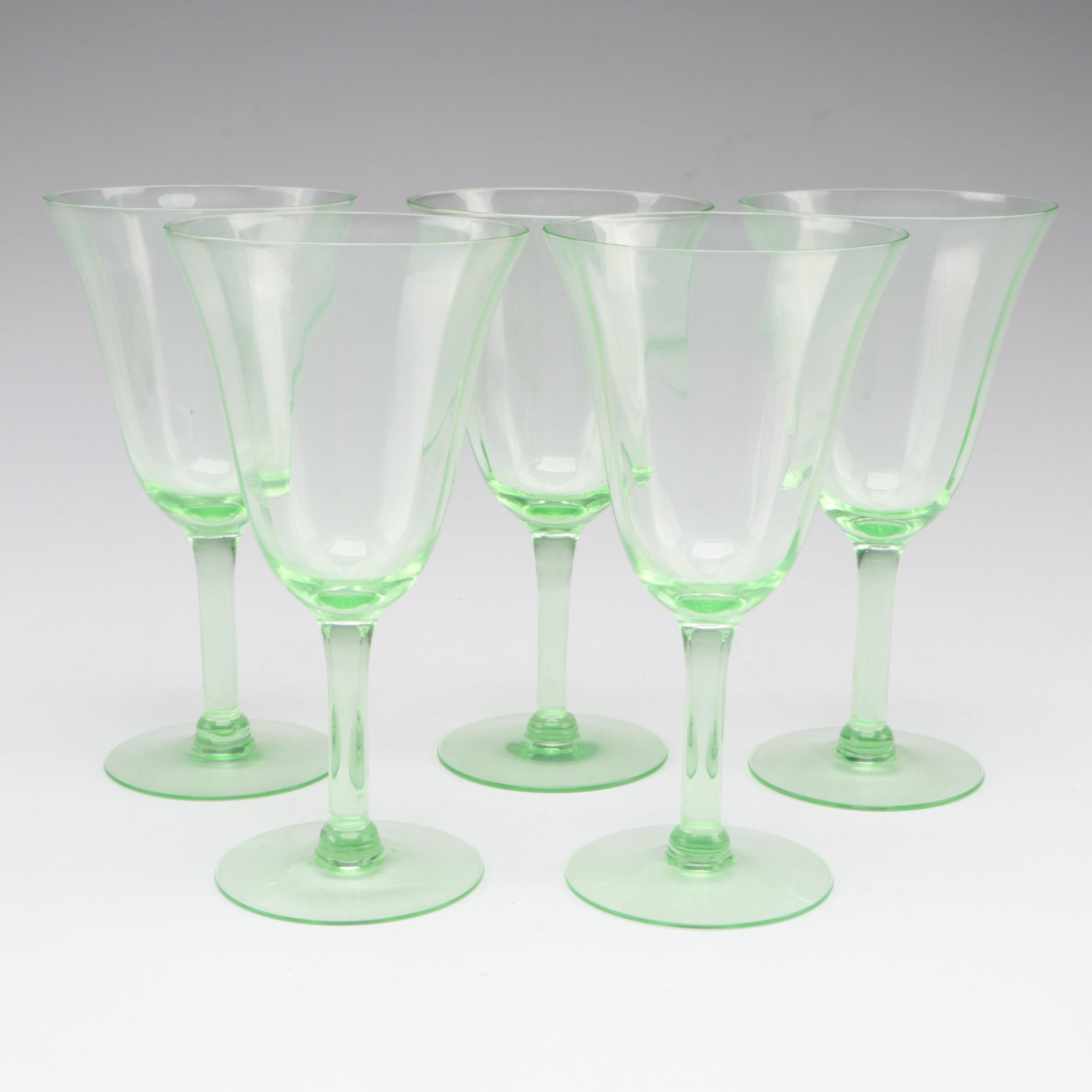 Variety of Heisey and Other Green Glass Serve Ware