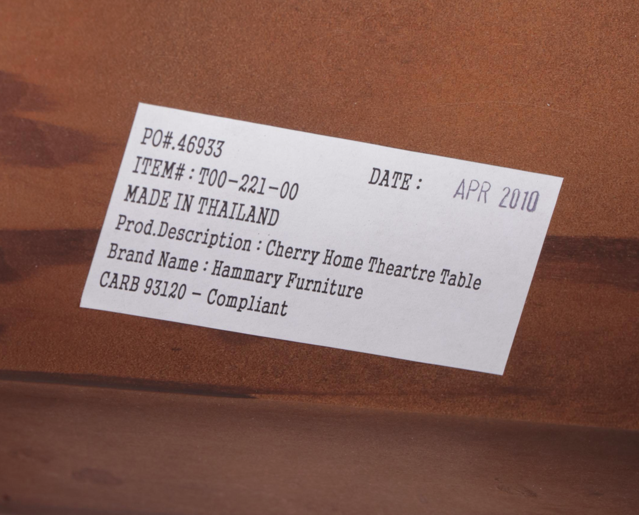 Hammary Furniture Cherrywood Home Theater Table