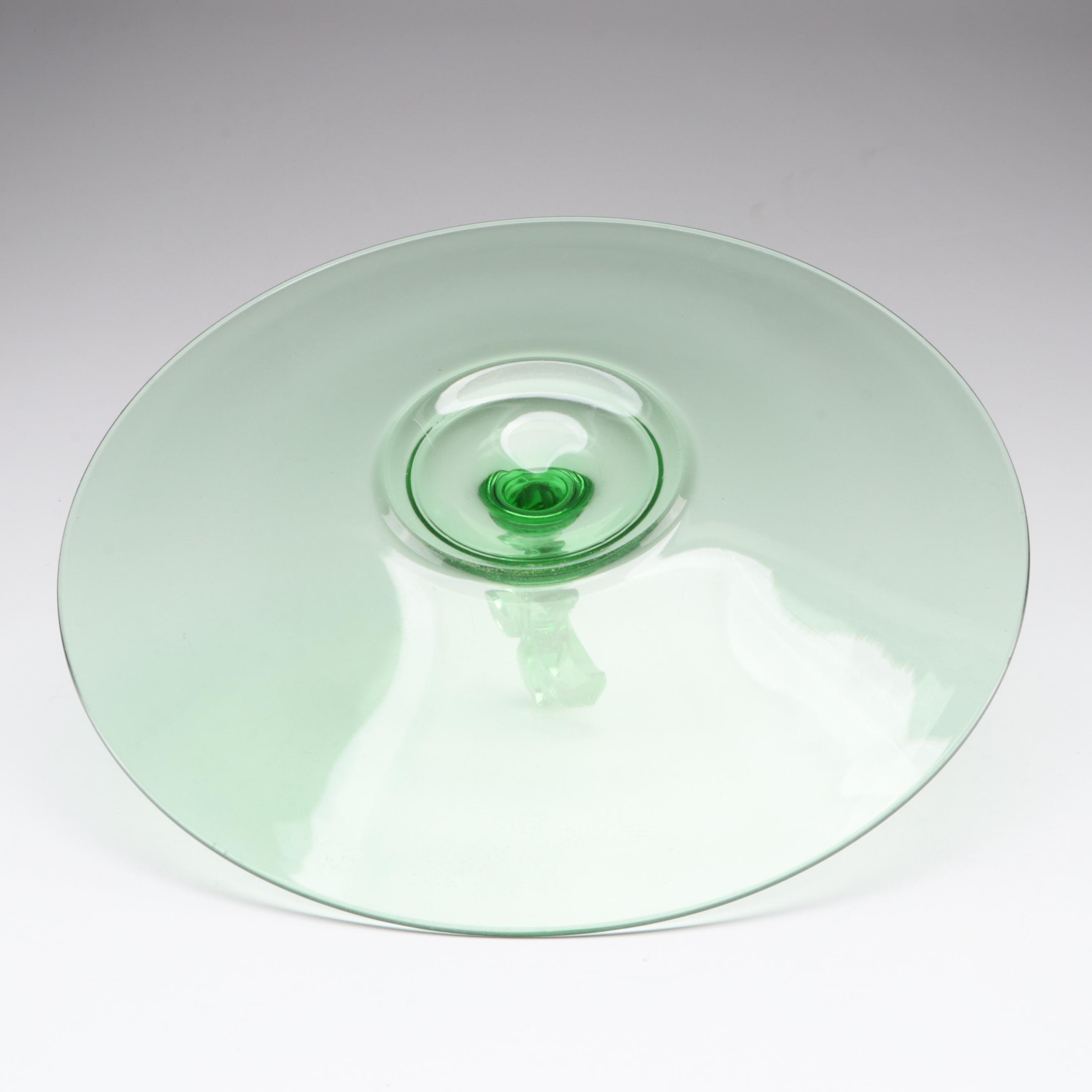 Variety of Heisey and Other Green Glass Serve Ware