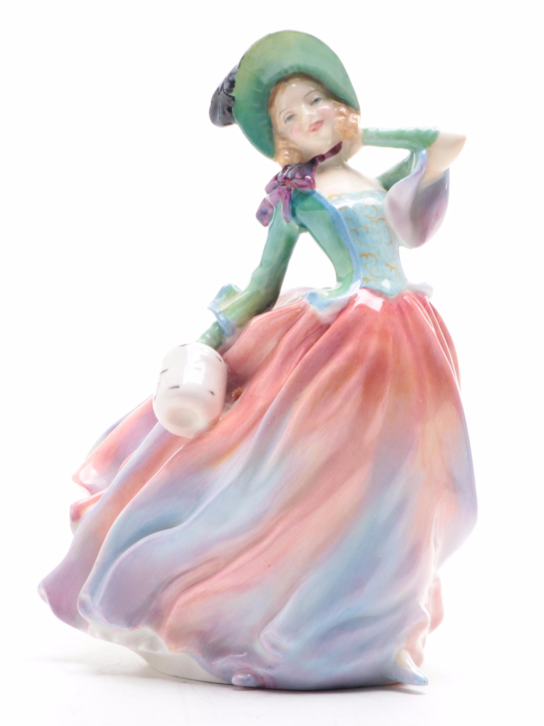 Royal Doulton "Autumn Breezes" and Other Porcelain Figurines, Mid to Late 20th C